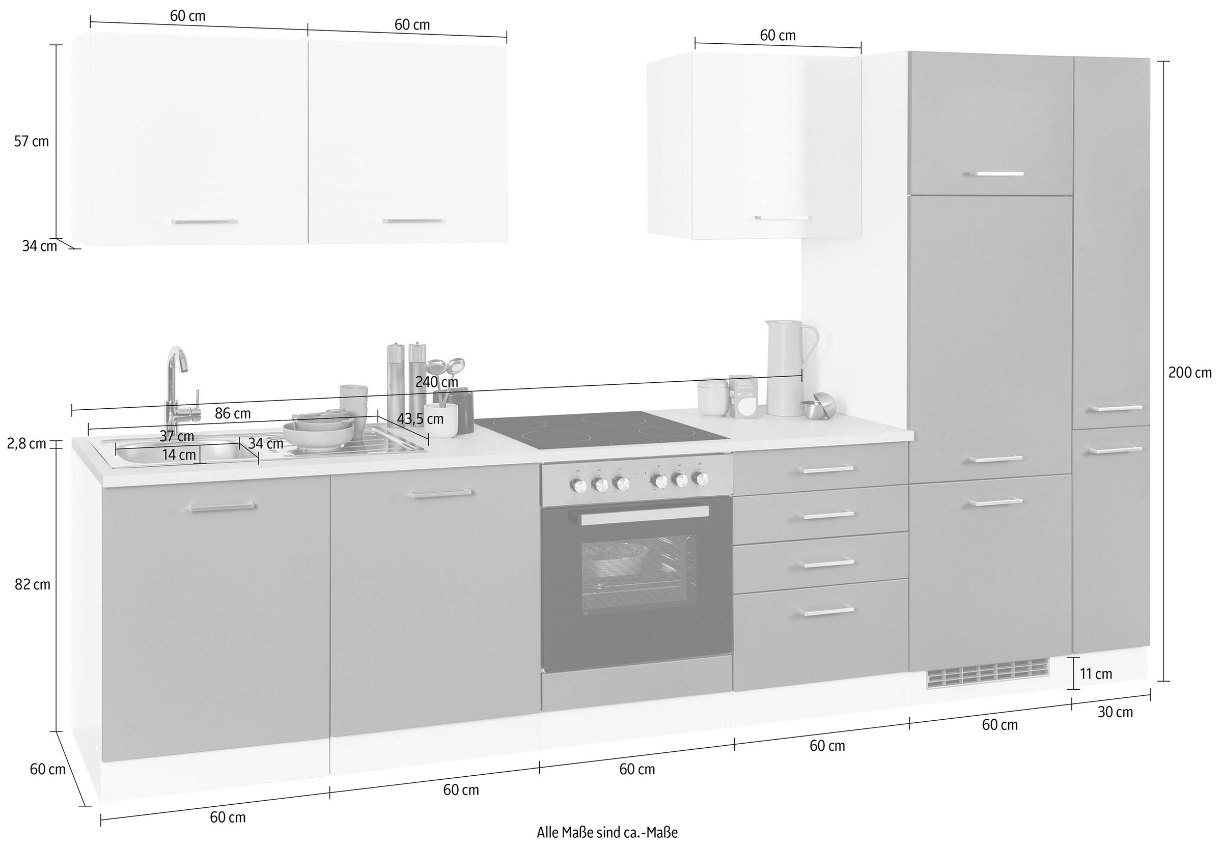 E-Geräte, Küchenzeile HELD bestellen »Visby«, Breite bei für cm und ohne Geschirrspüler OTTO Kühlschrank 330 MÖBEL