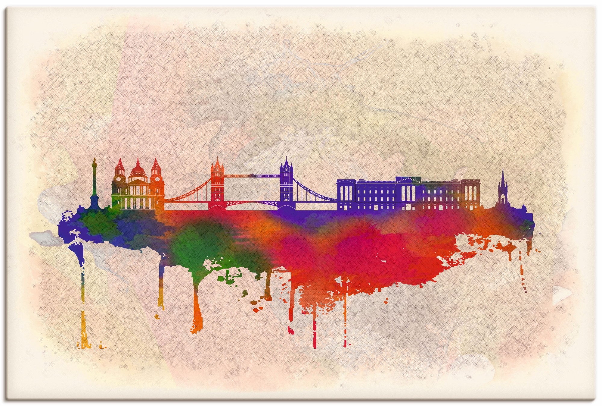 Artland Wandbild »London England Skyline«, Großbritannien, (1 St.), in vielen Größen & Produktarten - Alubild / Outdoorbild für den Außenbereich, Leinwandbild, Poster, Wandaufkleber / Wandtattoo auch für Badezimmer geeignet