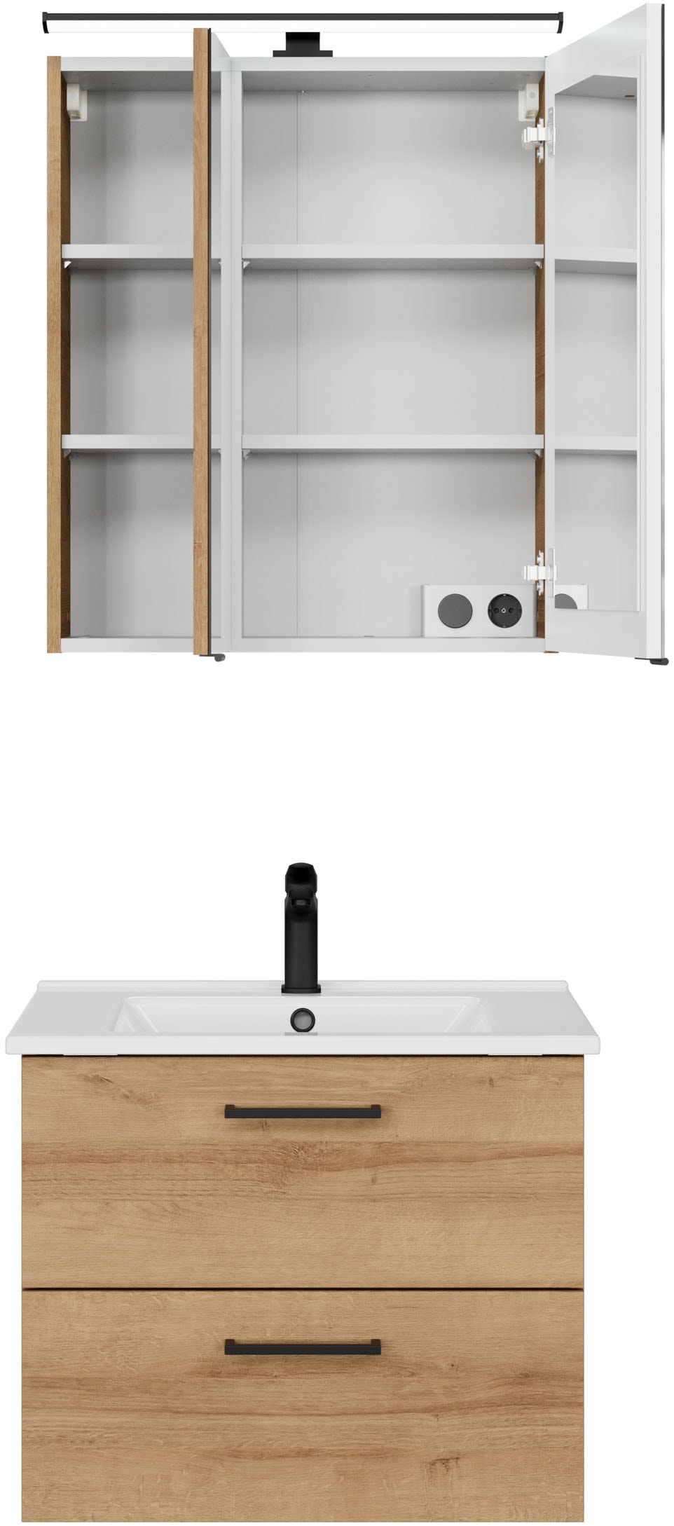 Saphir Badezimmer-Set »3-tlg. Keramikwaschtisch, Waschtischunterschrank, Spiegelschrank« 3 Stk. tlg.