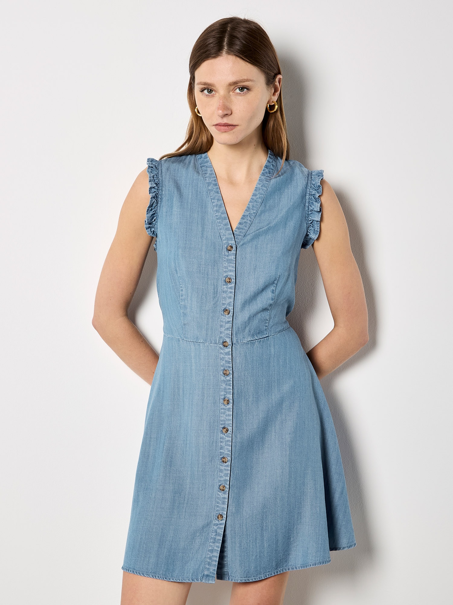 Apricot Minikleid »Minikleid« mit Rüschen und Knopfleiste
