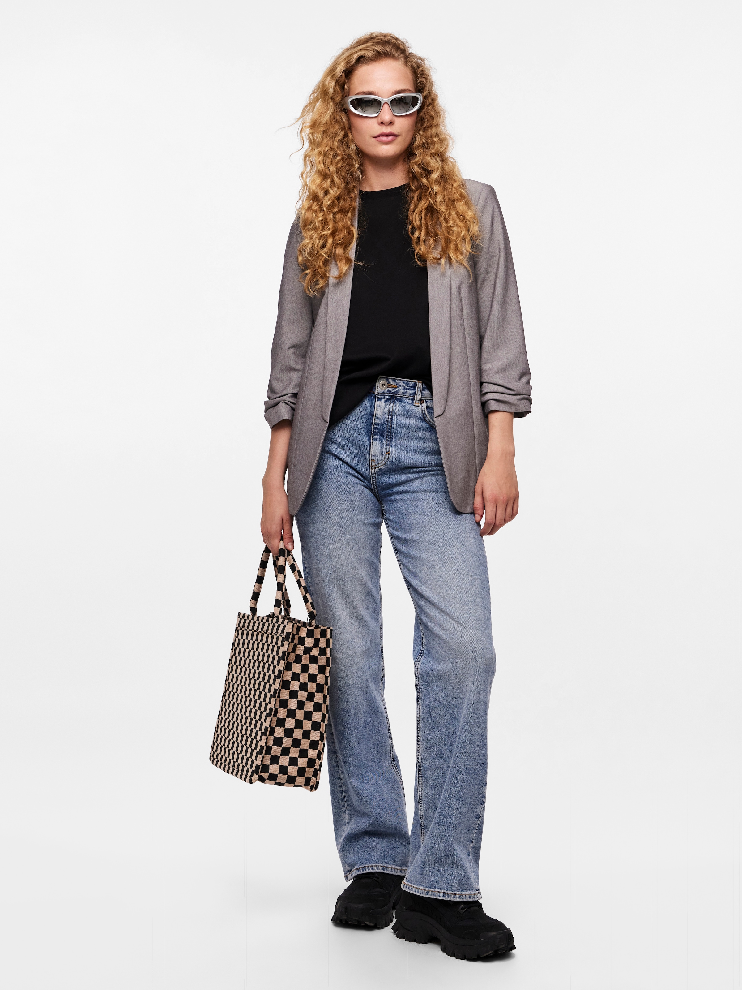 pieces Blusenblazer »PCBOSELLA 3/4 BLAZER NOOS« Materialmix, regular fit