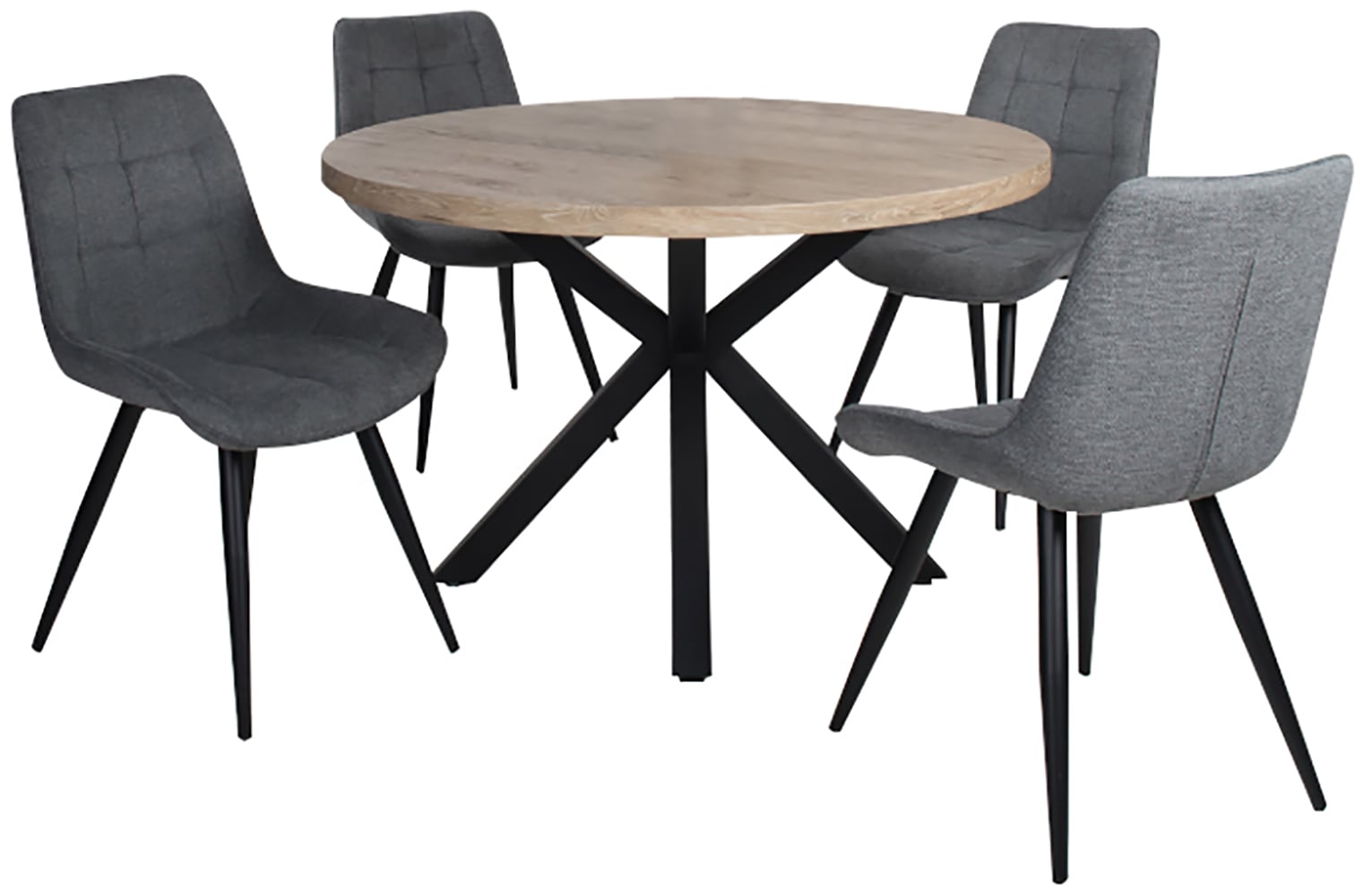 Duo Collection Essgruppe »Esszimmergruppe Damira & Iris«, (Set, 5 tlg., 5-tlg.), Ø 120 cm, massives Metallgestell, bis 100 kg belastbar