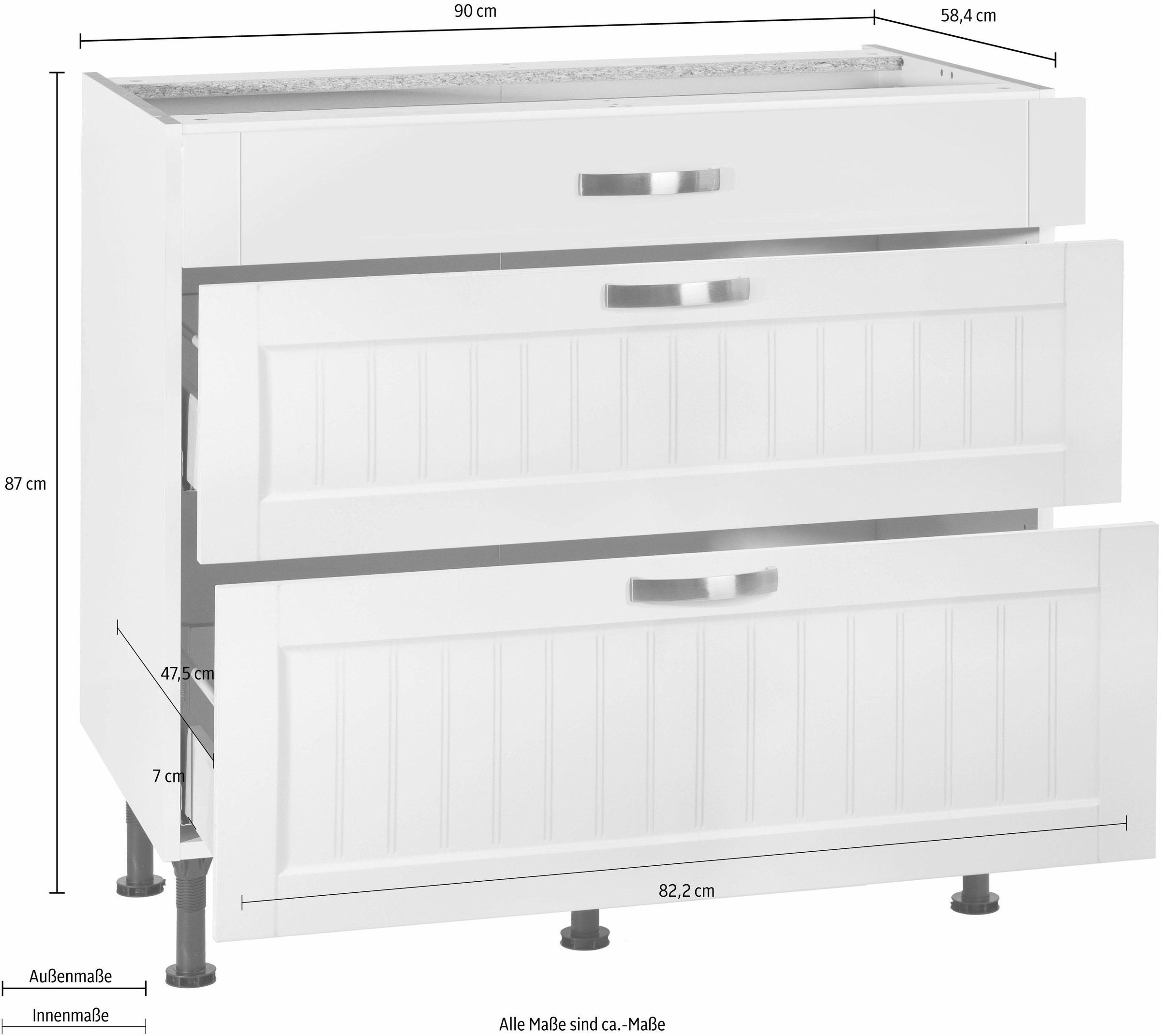 KOCHSTATION Unterschrank »KS-Cara«, Breite 90 cm, mit Vollauszügen und Soft-Close-Funktion