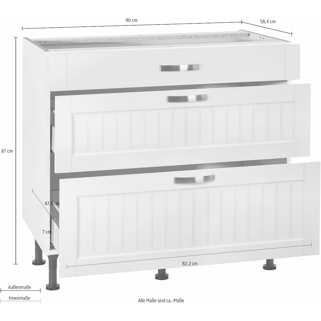 OPTIFIT Unterschrank »Cara«, Breite 90 cm, mit Vollauszügen und Soft-Close-Funktion