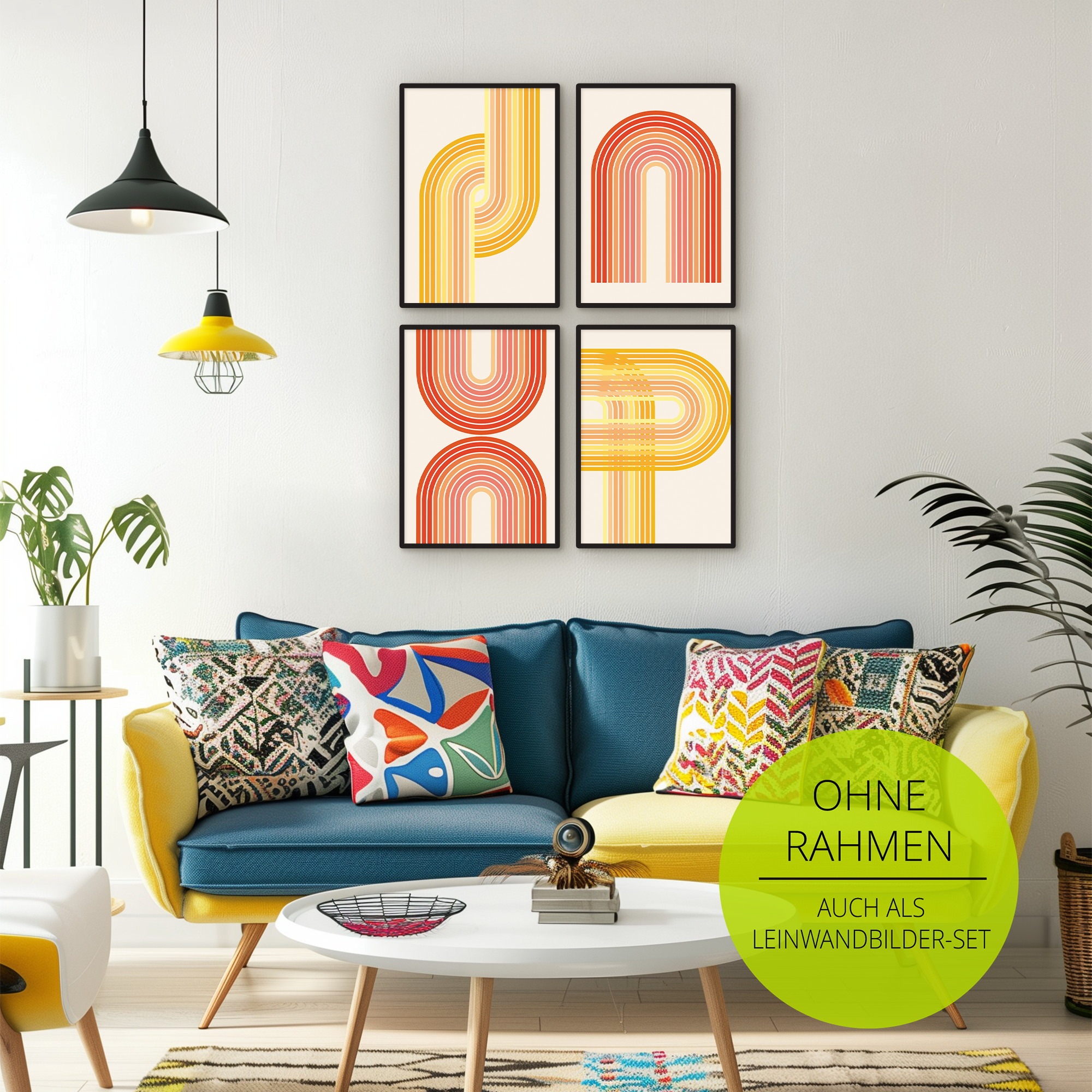 OTTO home Wandbild »Retro I bis IV« Abstrakt 4 Stk. tlg. als Poster oder Leinwandbilder Set