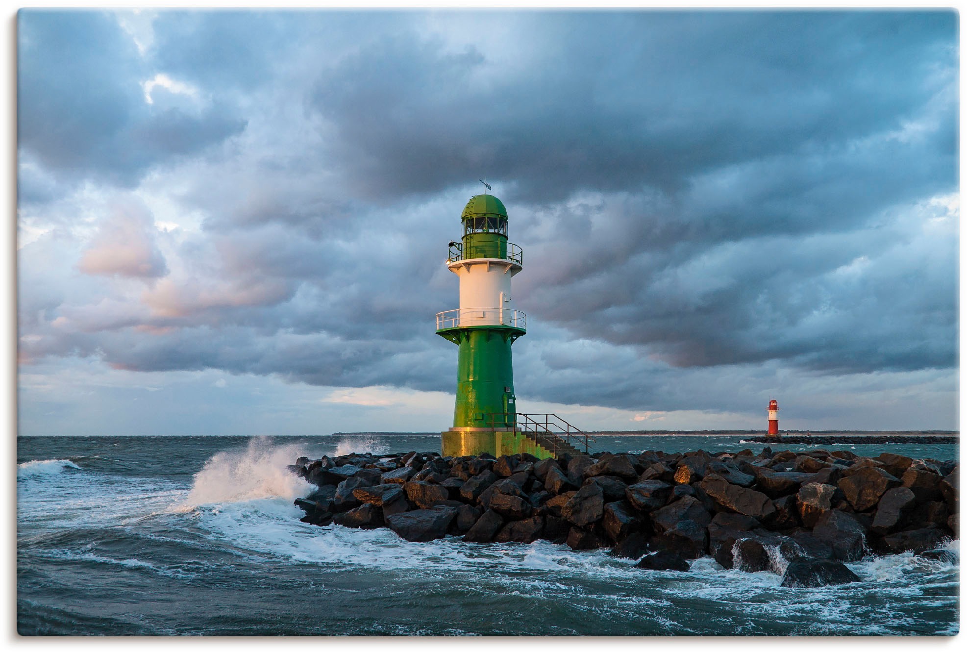 Leinwandbild »Mole in Warnemünde III«, Gebäude, (1 St.), auf Keilrahmen gespannt