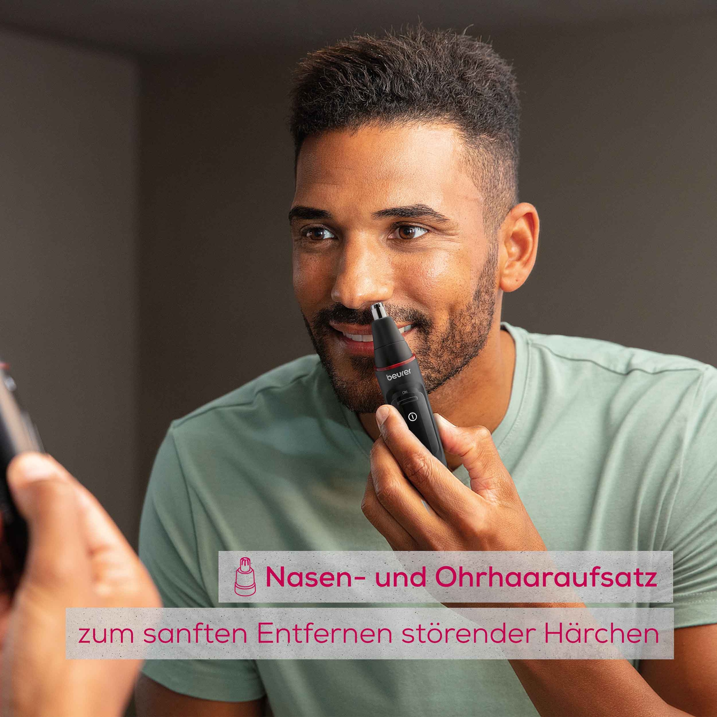 BEURER Nasen- und Ohrhaartrimmer »MN3X, Präzisionstrimmer für Augenbrauen, Nasen- sowie Ohrhaare«, 3 Aufsätze, Mit 2 Aufsätzen und extra Kammaufsatz mit 3 und 6 mm