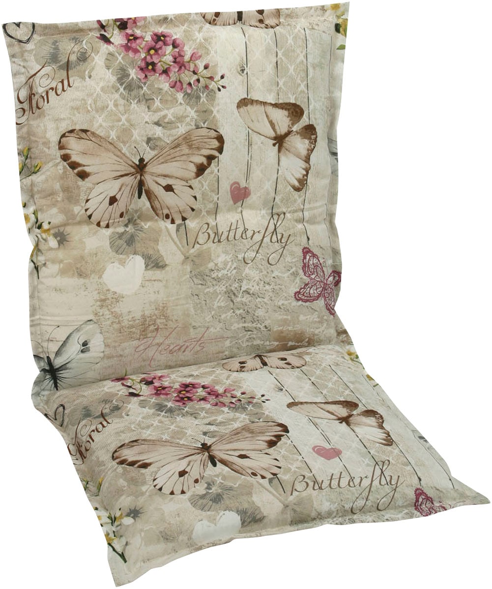 GO-DE Sesselauflage Schmetterling beige - Maße BxLxH ca.: 50 cm x 100 cm x 6 cm