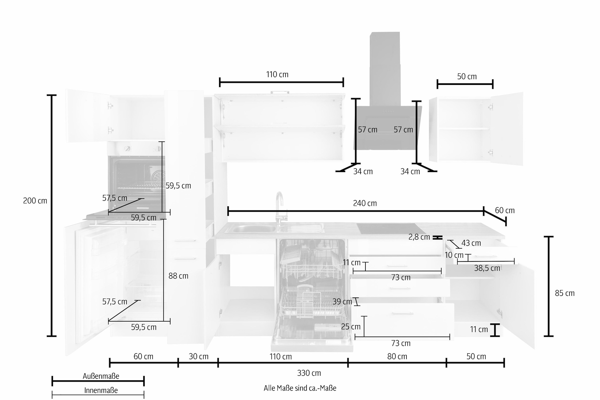 HELD MÖBEL Küchenzeile »Utah«, mit E-Geräten, Breite 330 cm online bei OTTO
