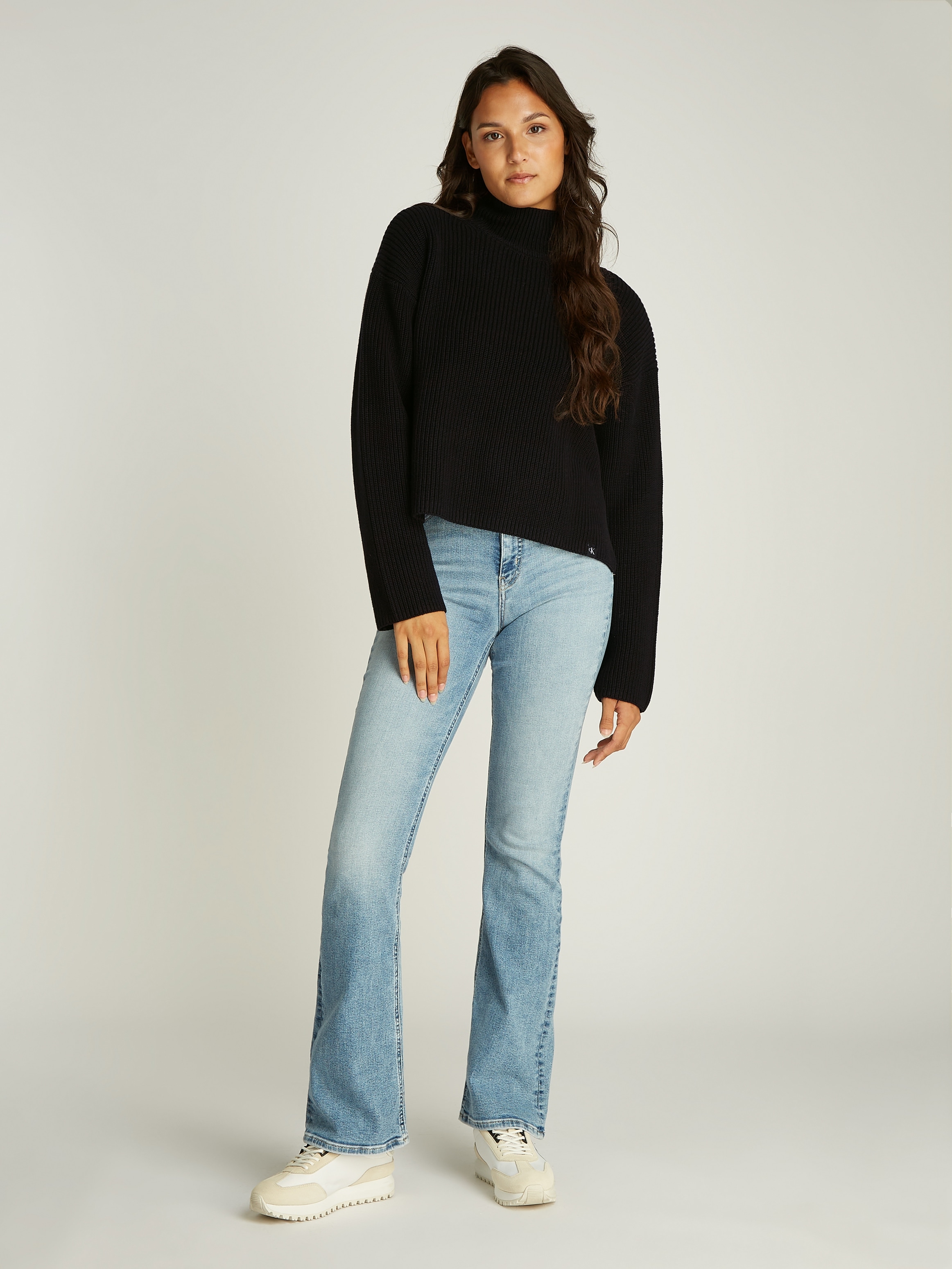 Calvin Klein Jeans Rollkragenpullover »CHUNKY LOOSE HIGH NECK SWEATER«, mit Logopatch