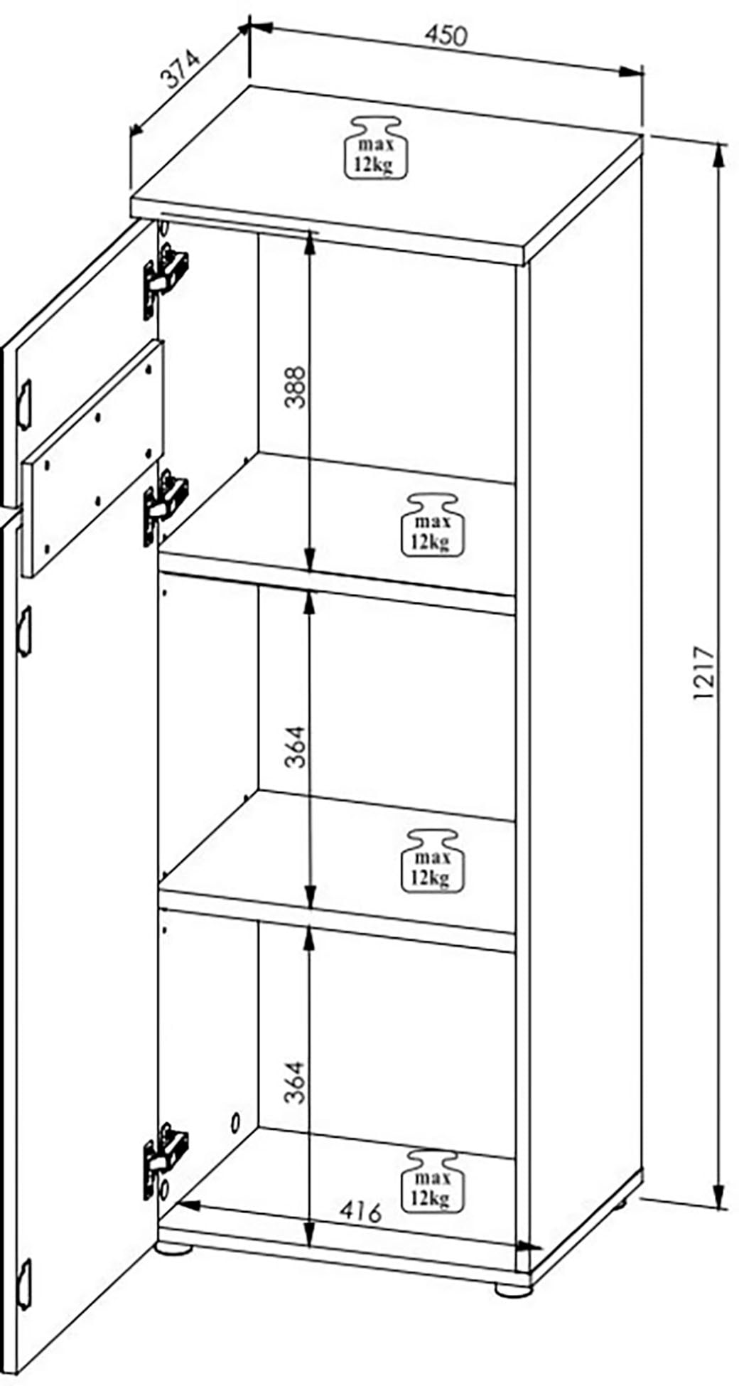 Innostyle Aktenschrank »Memphis Aktenschrank,45x122x38cm (B/H/T)«, (1 St.), 1 türig, Soft-Close, ABS-Kantenschutz
