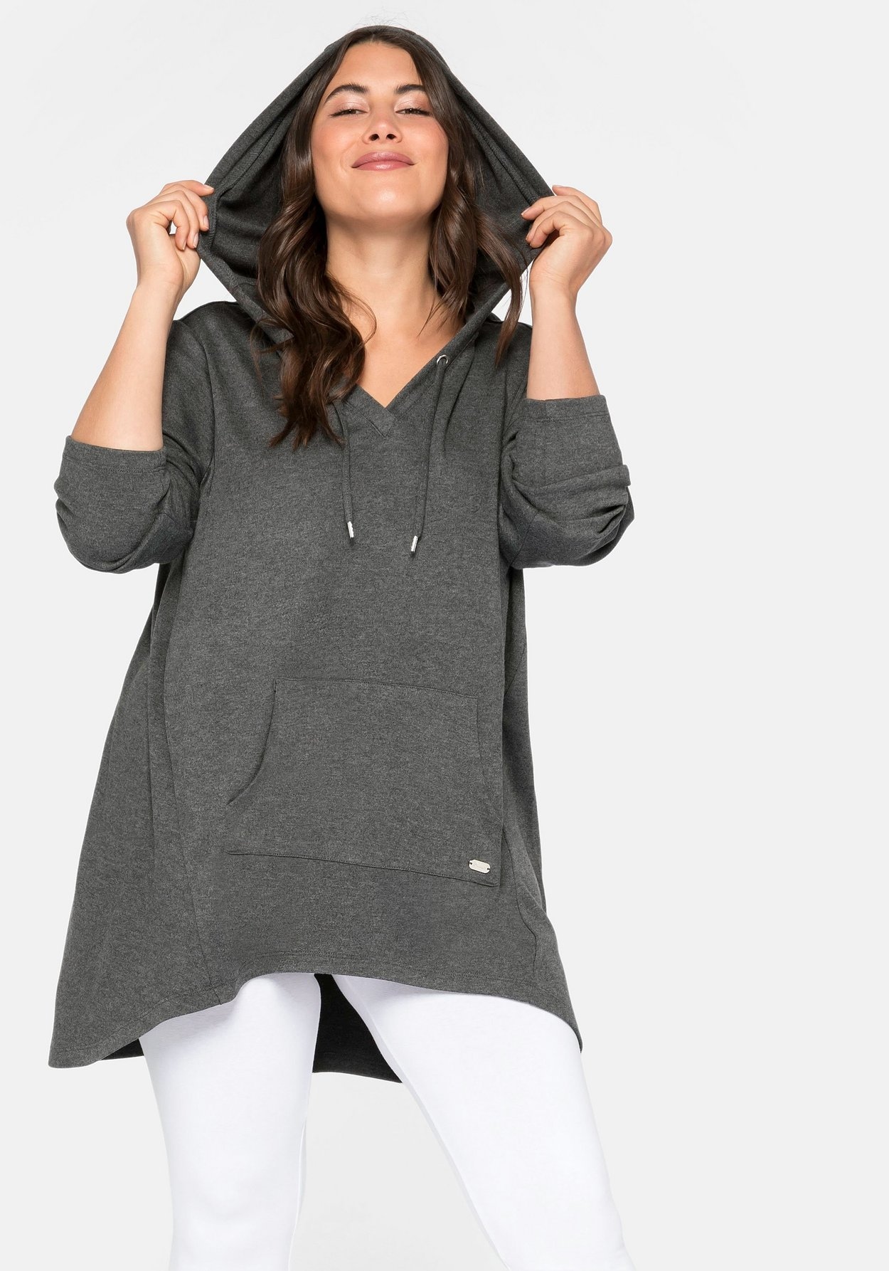 Longshirt »Longsweatshirt mit Kängurutasche, im Vokuhila-Schnitt«, mit Kängurutasche,...