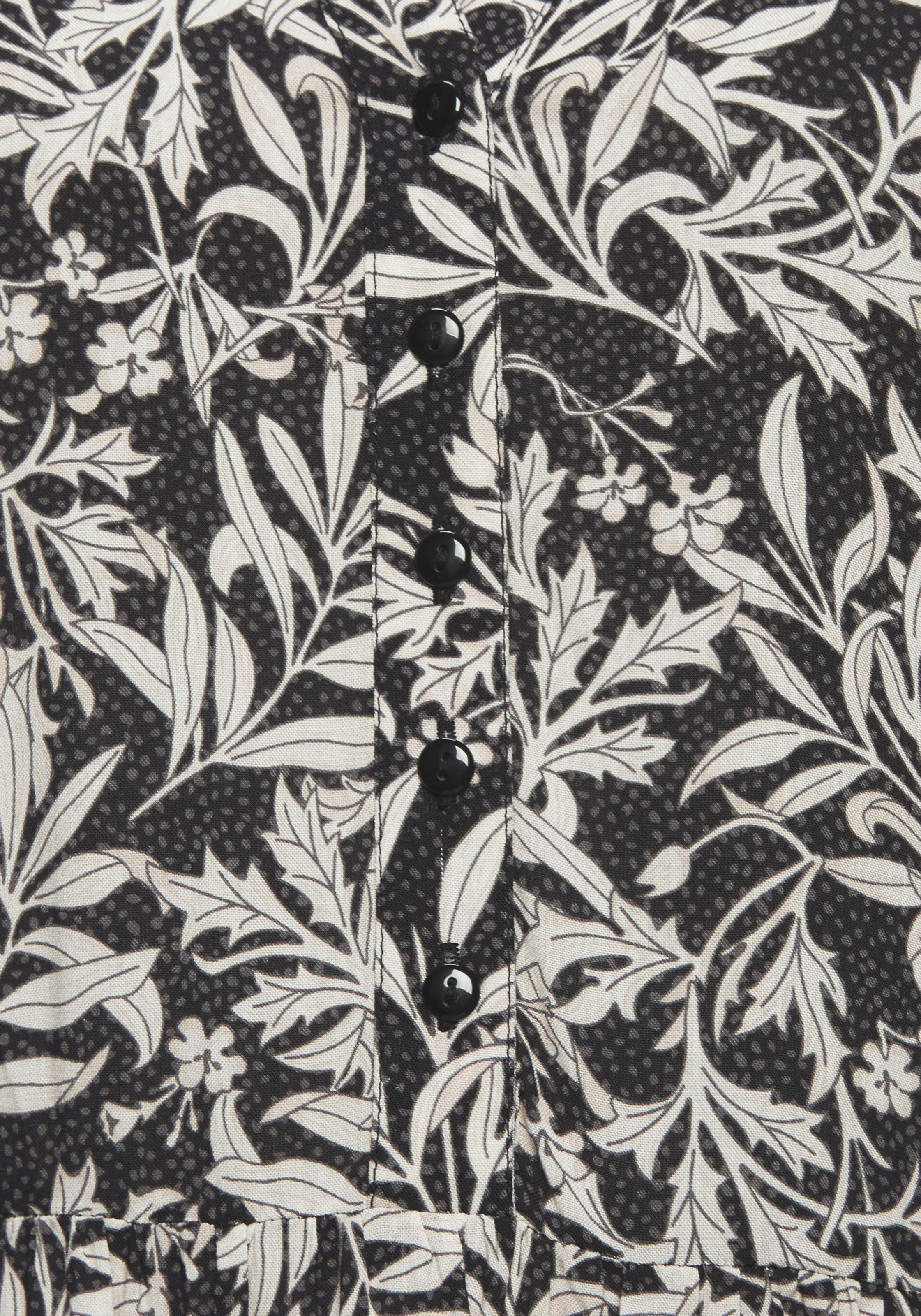 LASCANA Maxikleid »mit Blätterprint aus gewebter Viskose, locker bequemer Look« Webkleid mit 3/4-Ärmeln, Herbstkleid, Kaftankleid mit weitem Rockteil
