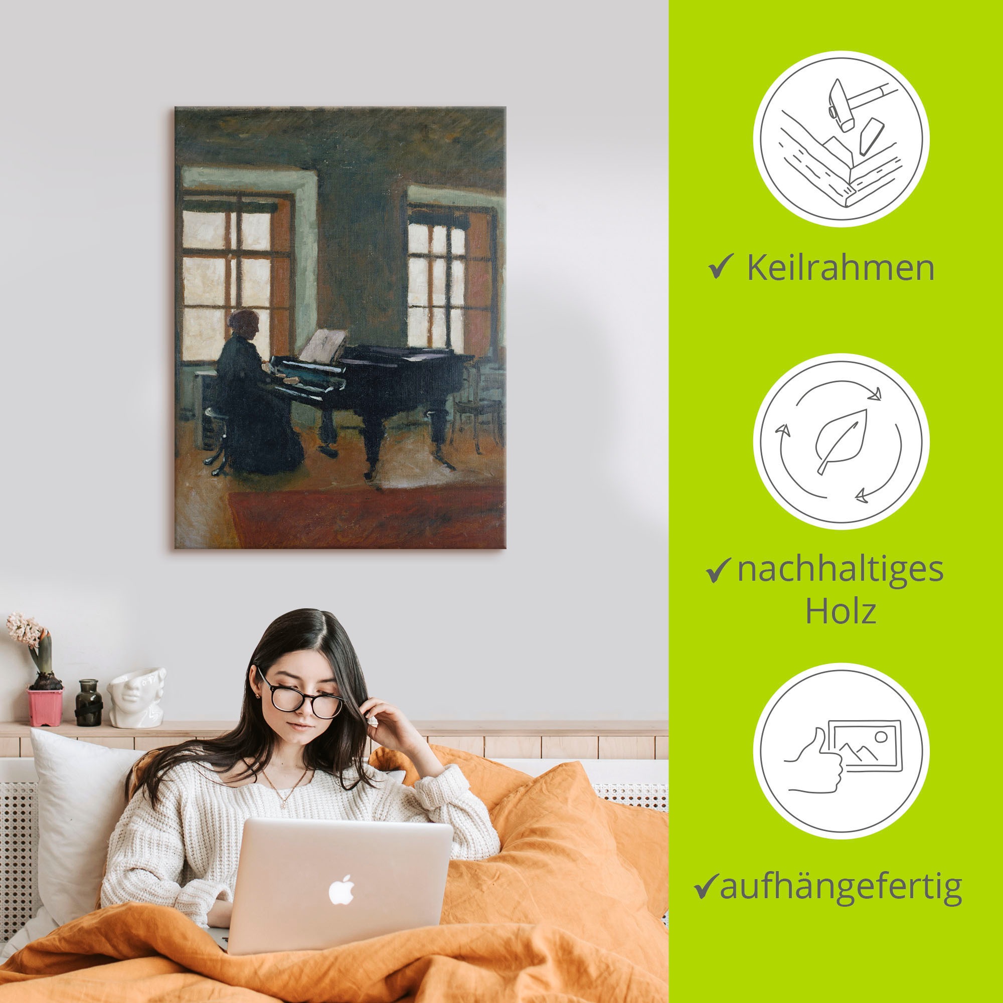 Artland Leinwandbild »Am Klavier. 1910« Instrumente 1 Stk. tlg. auf Holzrahmen gespannt