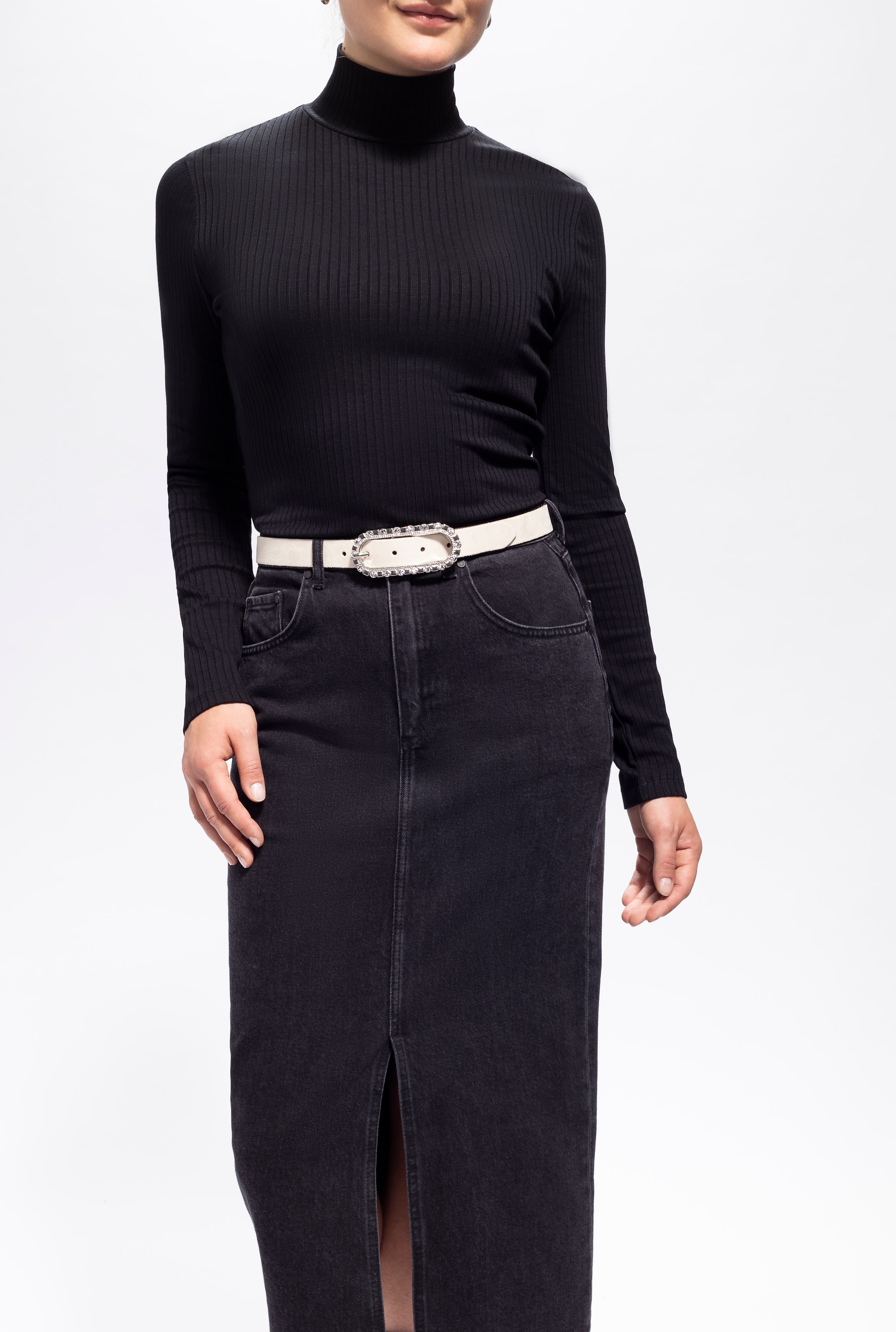Tamaris Ledergürtel, femininer Look, Schließe mit Glitzersteinen besetzt