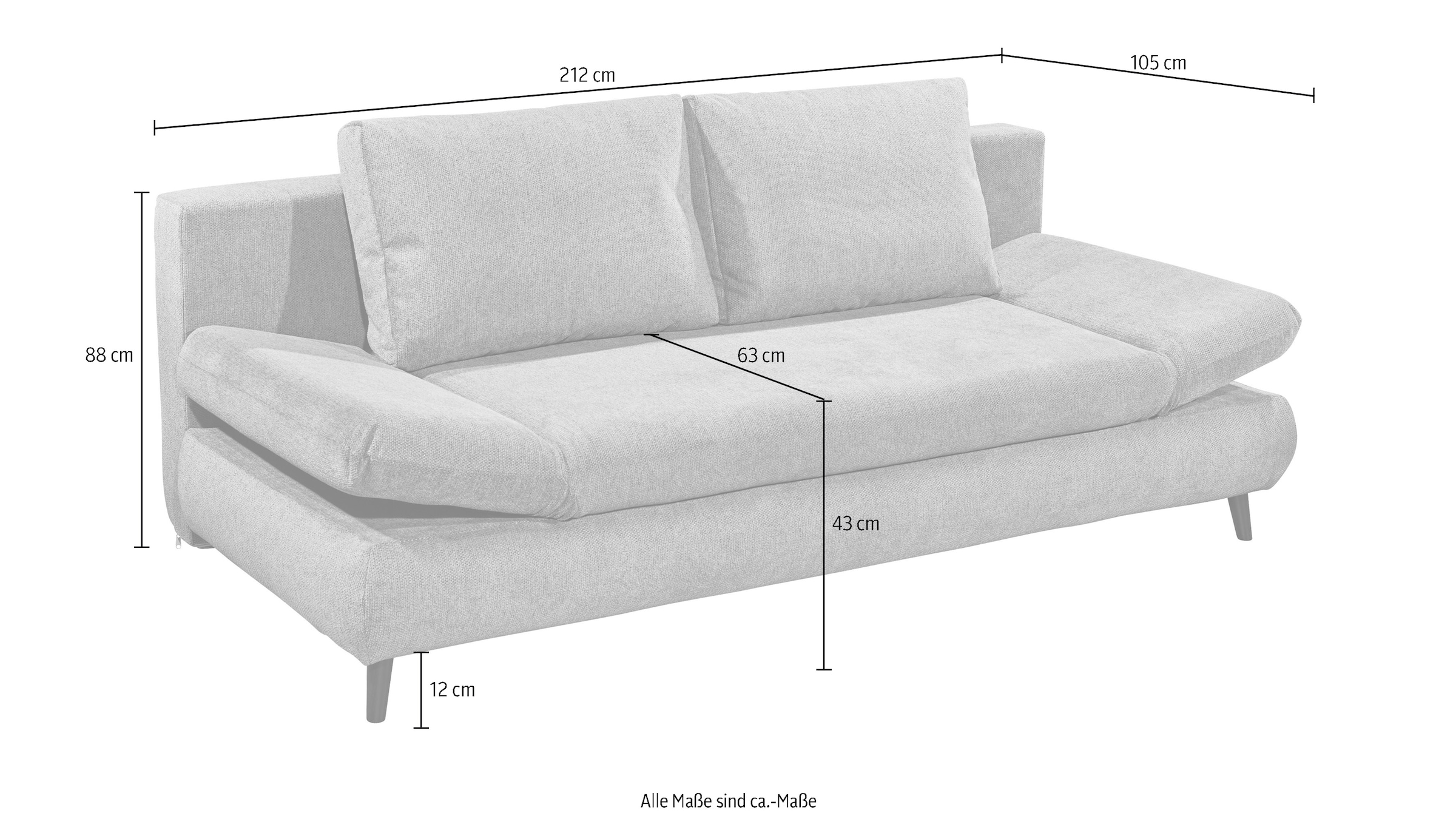 ED EXCITING DESIGN Schlafsofa »Sunny« mit Bettkasten & Armteilverstellung
