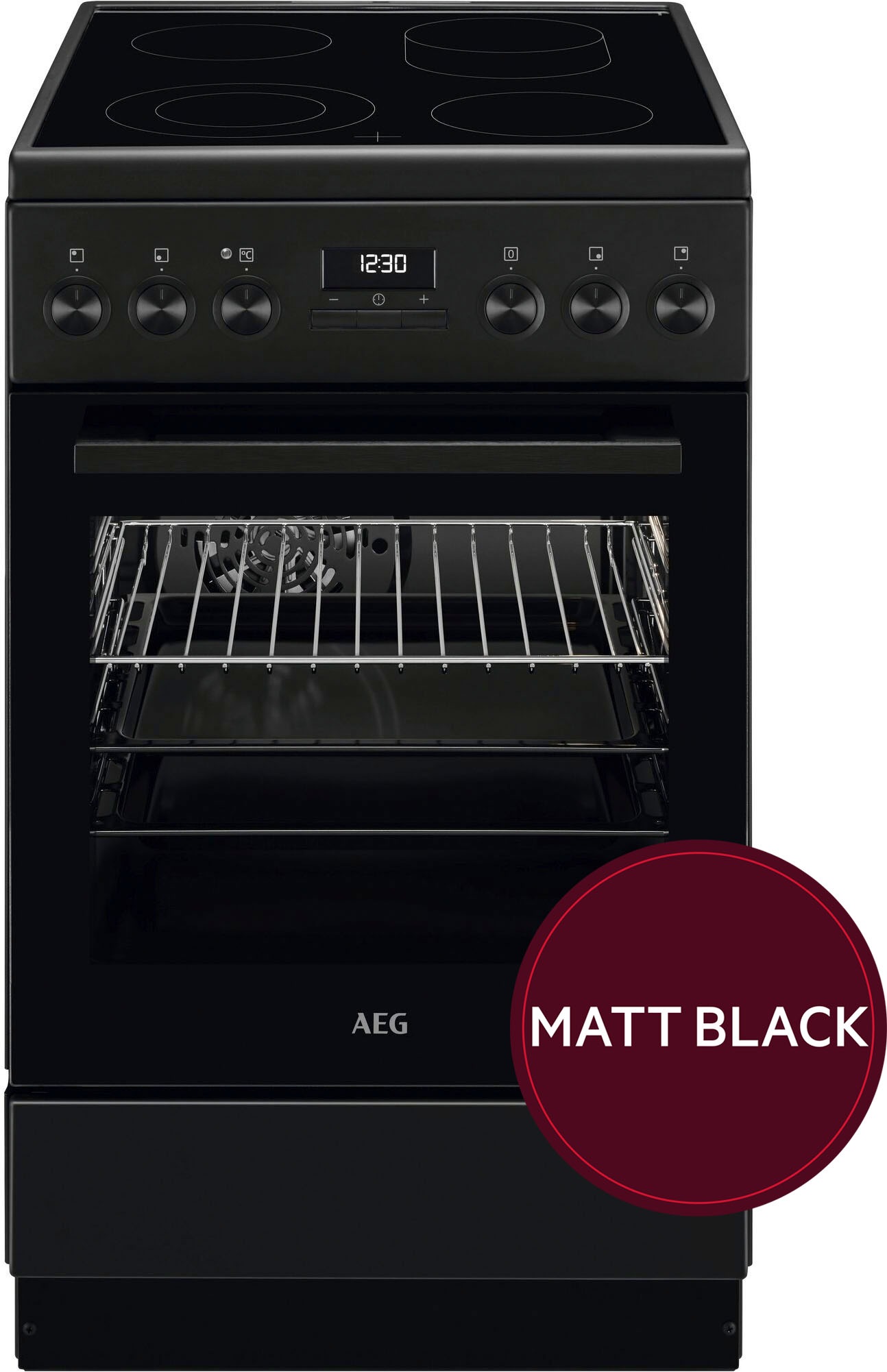 AEG Elektro-Standherd »CCB54492BB« mit Teilauszug Matt Schwarz Elektroherd 50cm breit mit 8Programmen & Teleskopauszügen