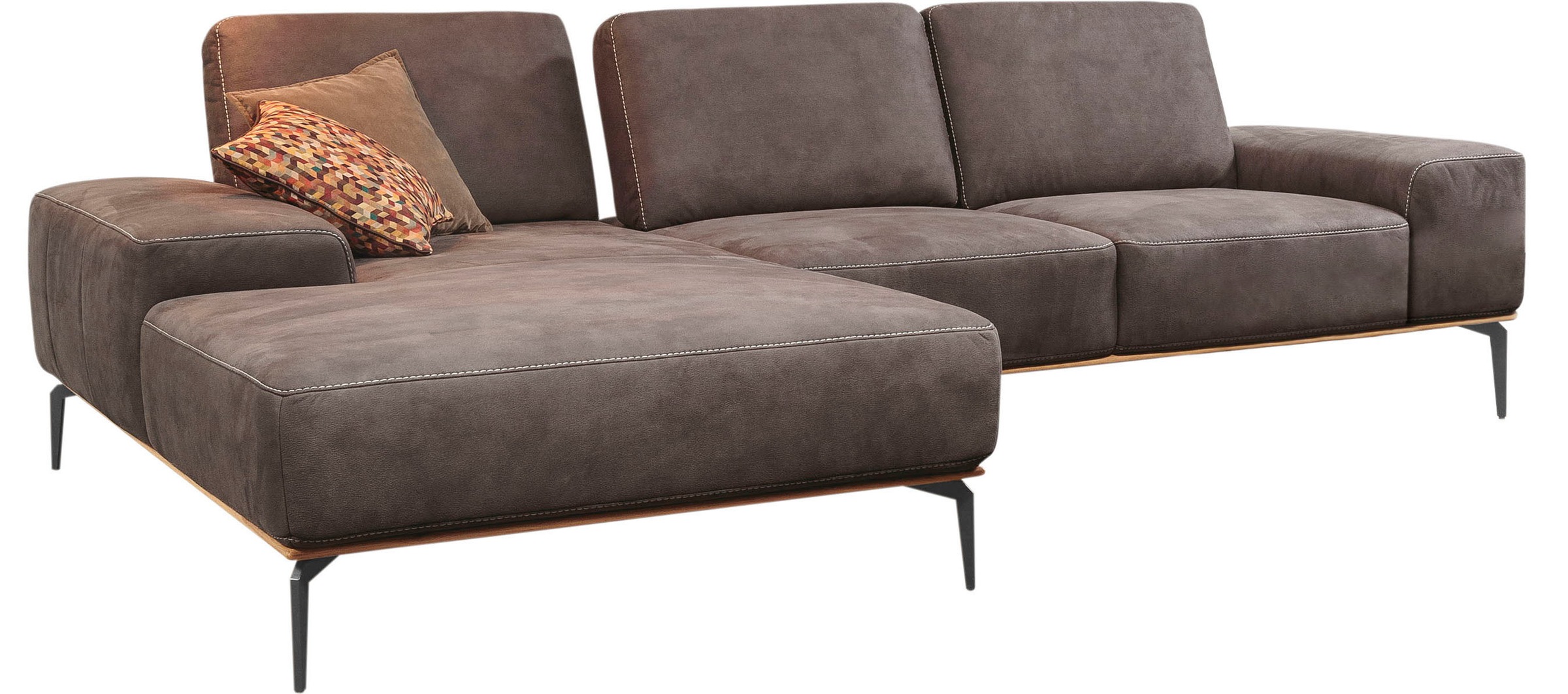 W.SCHILLIG Ecksofa »run«, mit elegantem Holzsockel, Füße in Schwarz pulverbeschichtet, Breite 299 cm