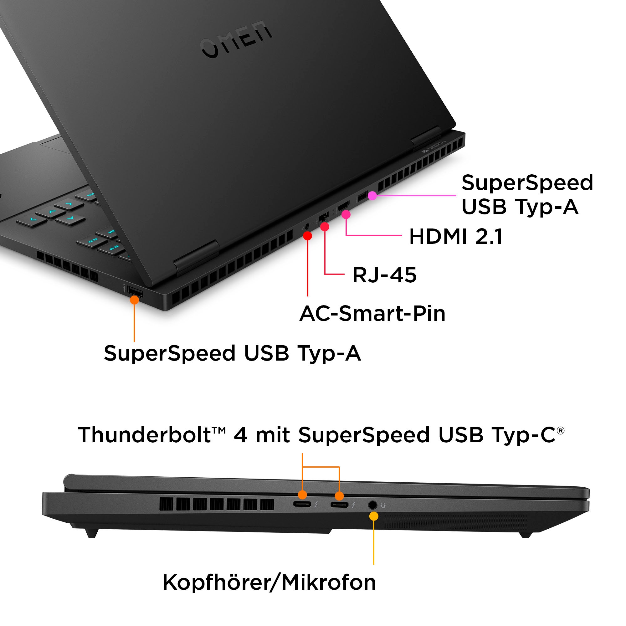 HP Gaming-Notebook »OMEN 16-wf1286ng«, 40,89 cm, / 16,1 Zoll, Intel, Core i9, GeForce RTX 4080, 1000 GB SSD