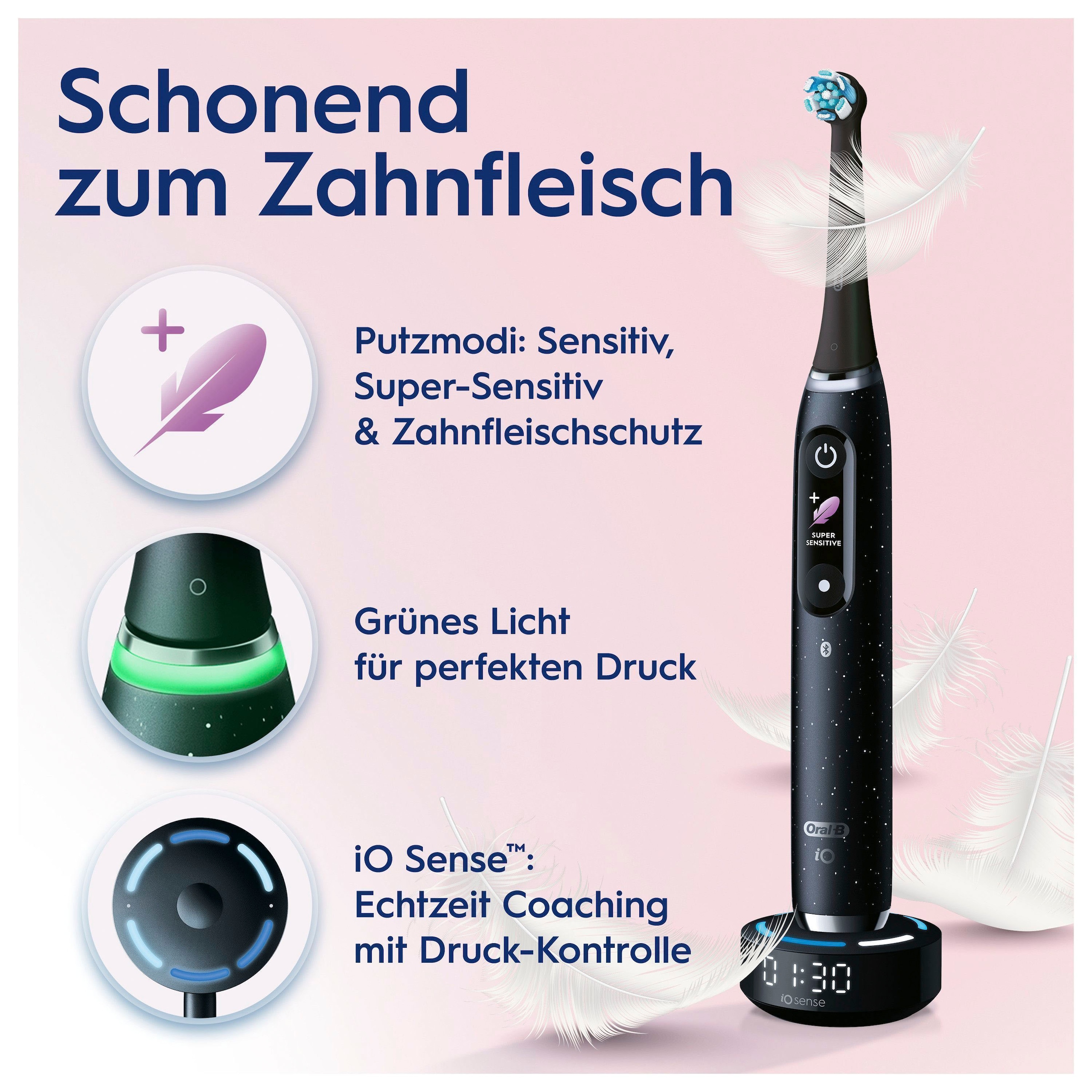 Oral-B Elektrische Zahnbürste »iO 10«, 5 St. Aufsteckbürsten, Magnet-Technologie, iOsense, 7 Putzmodi, Farbdisplay & Lade-Reiseetui