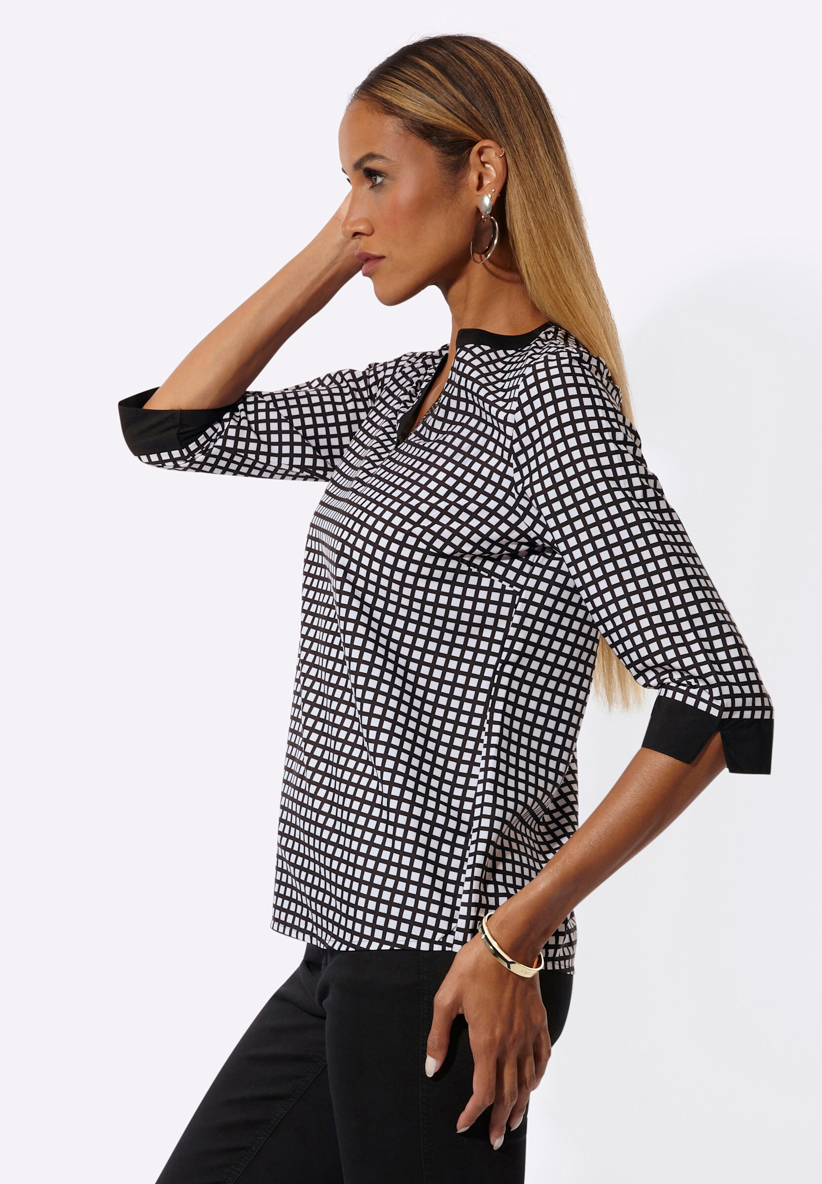 creation L Schlupfbluse »Druck-Bluse Druckbluse mit Kellerfalte hinten«