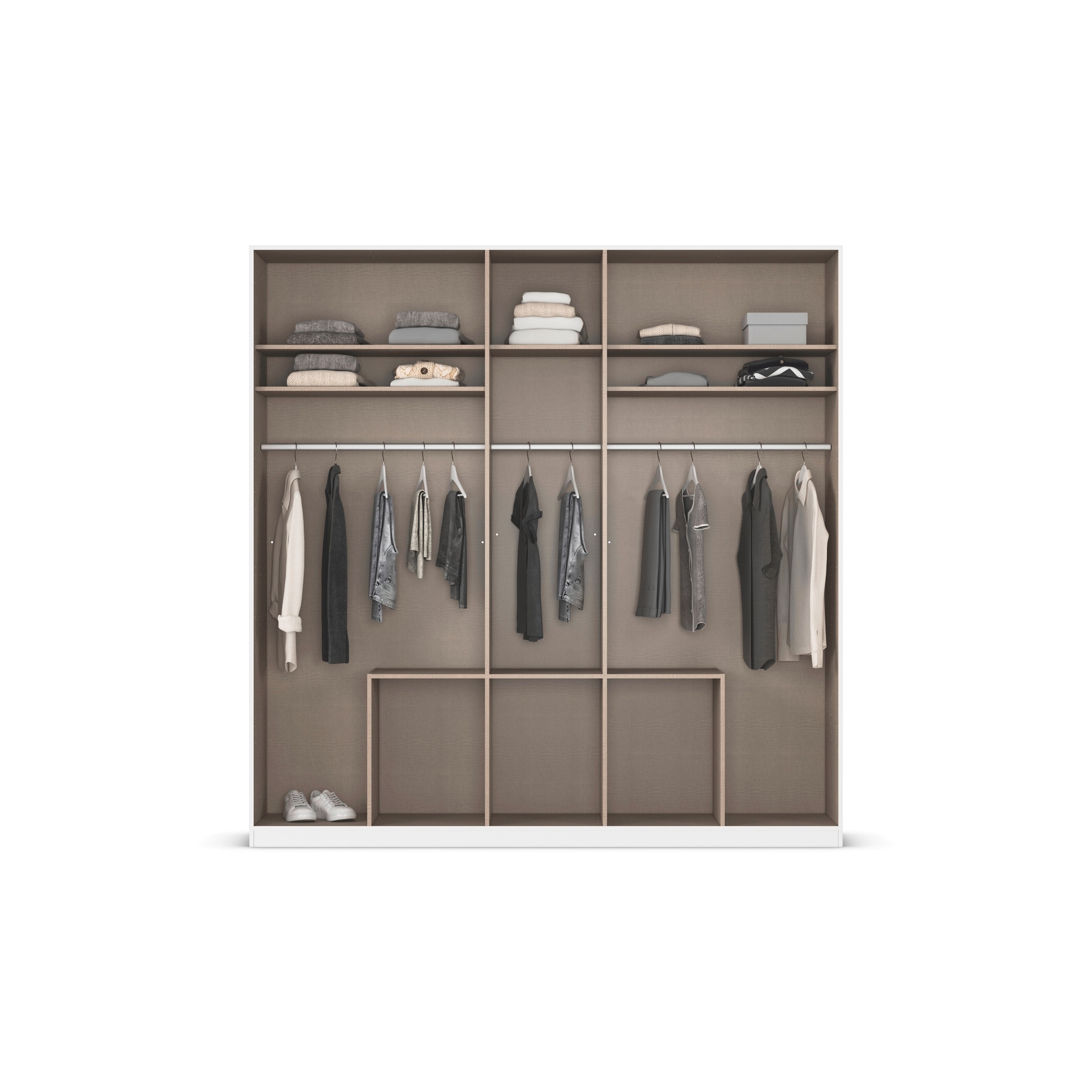 rauch Drehtürenschrank »Kleiderschrank Schrank Garderobe AGORDO mit Dekor- oder Hochglanzfront«, (in zwei Griff-Farben mit Dekor- oder Hochglanzfront), mit Außenschubkästen, in 6 Breiten und 2 Höhen MADE IN GERMANY