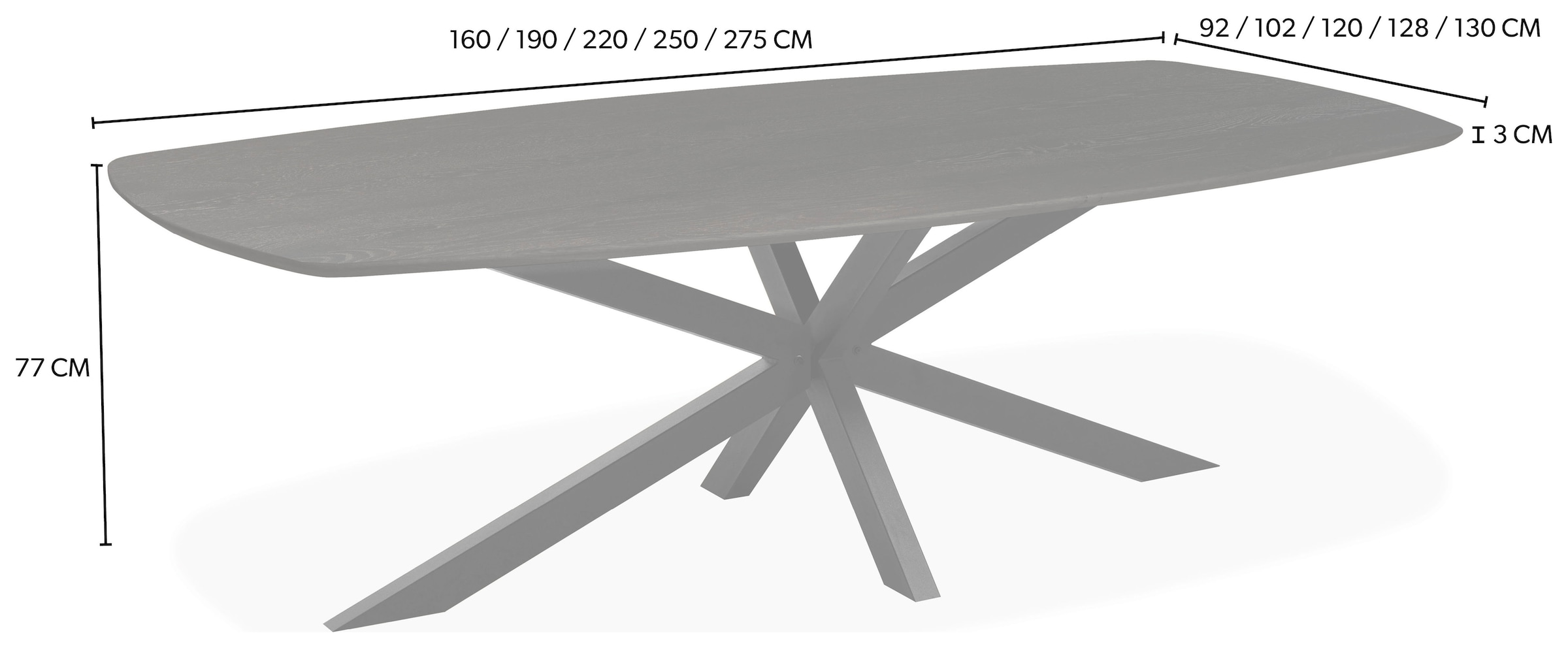 OMG Design Esstisch »Nottingham« 1 Stk. tlg. Eiche Massivholz, mit Spider-Gestell