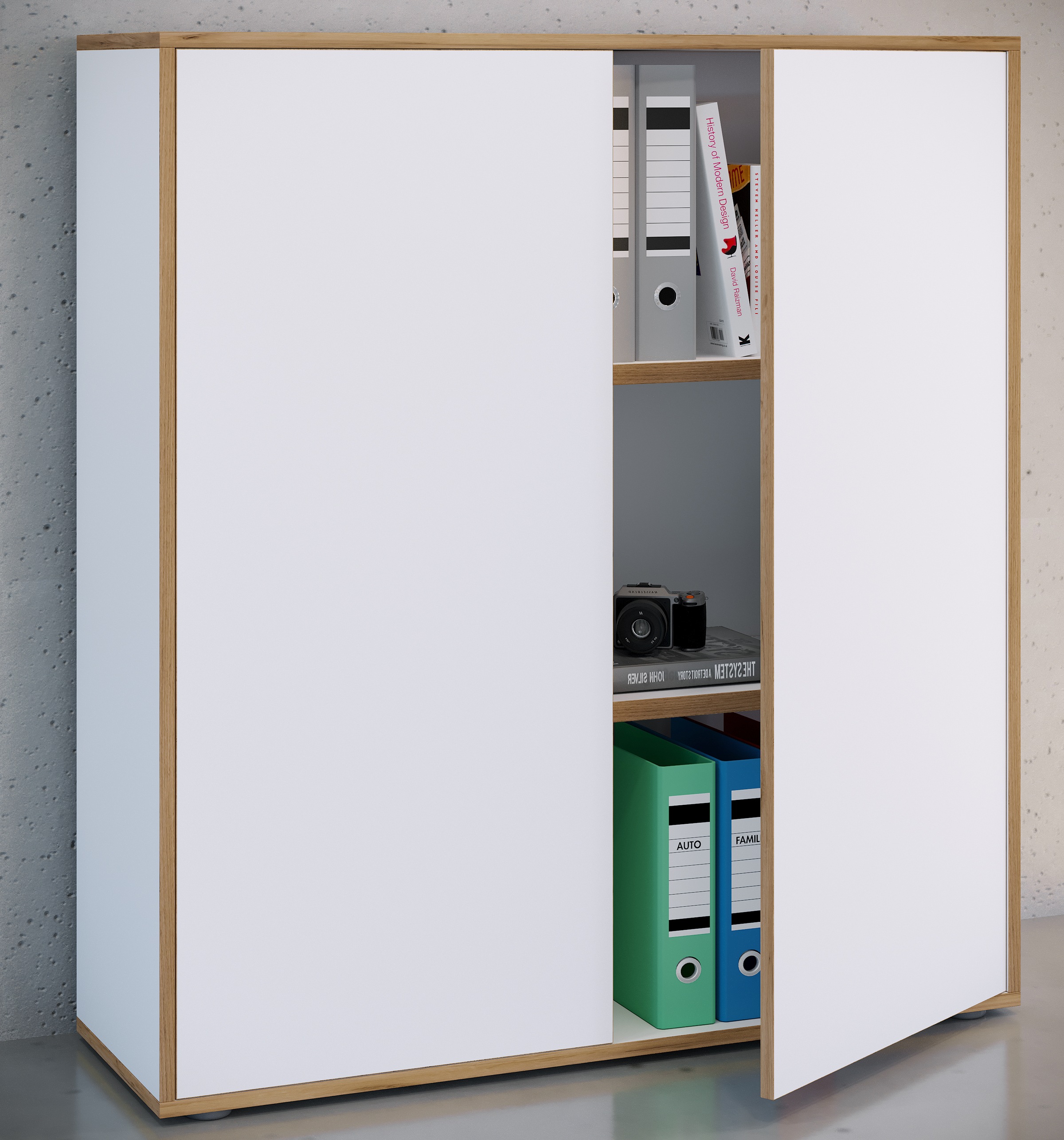 VCM Aktenschrank »VCM Holz Büroschrank Ordner Aktenschrank Büromöbel Schrank Salia 3-fach Breite 100 cm Drehtüren« 1 Stk. tlg.