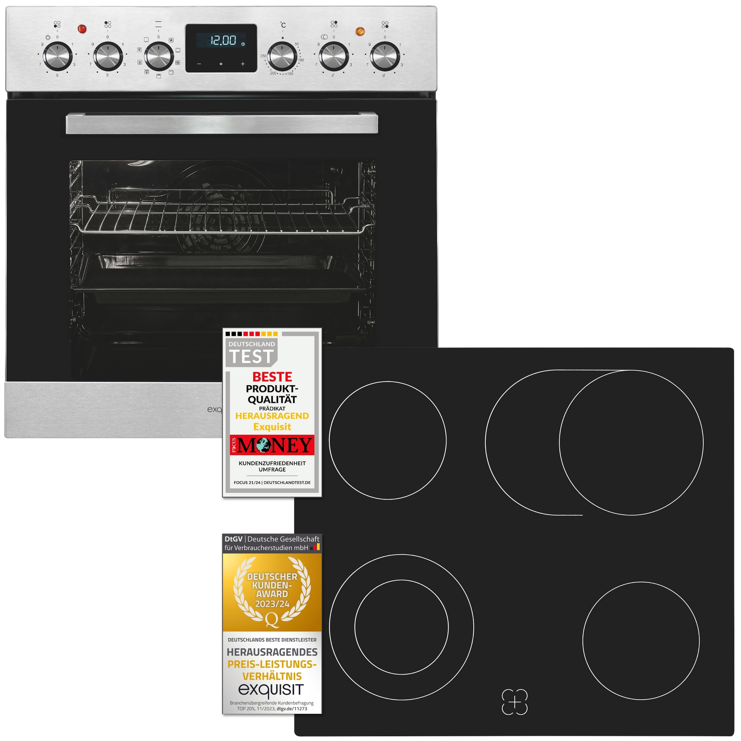 exquisit Elektro-Herd-Set »EHE 185-HZ-020 inox«