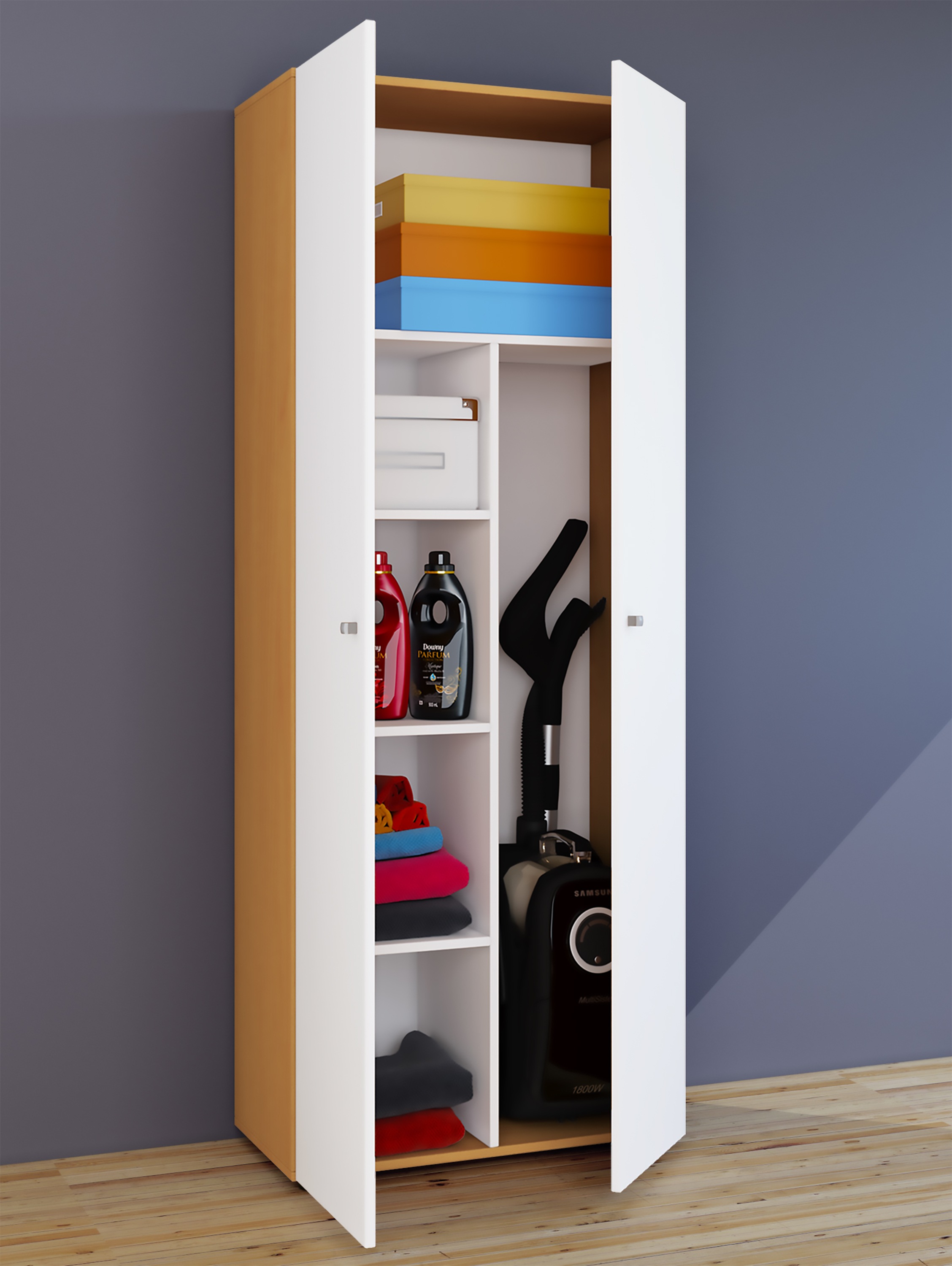 VCM Mehrzweckschrank »VCM Besenschrank | 6 Fächer | Maße: B. 70 x  H. 178 x T. 40 cm | Haushaltsschrank | Mehrzweckschrank |  Vandol« 1 Stk. tlg.