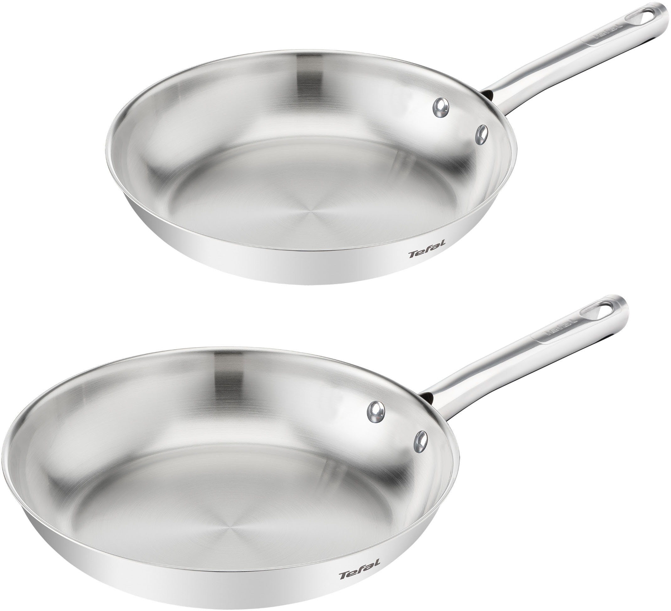 Tefal Pfannen-Set »Duetto On« Edelstahl Set, 2 Stk. tlg. 24/28 cm, unversiegelt, Induktion, genieteter Griff, backofengeeignet