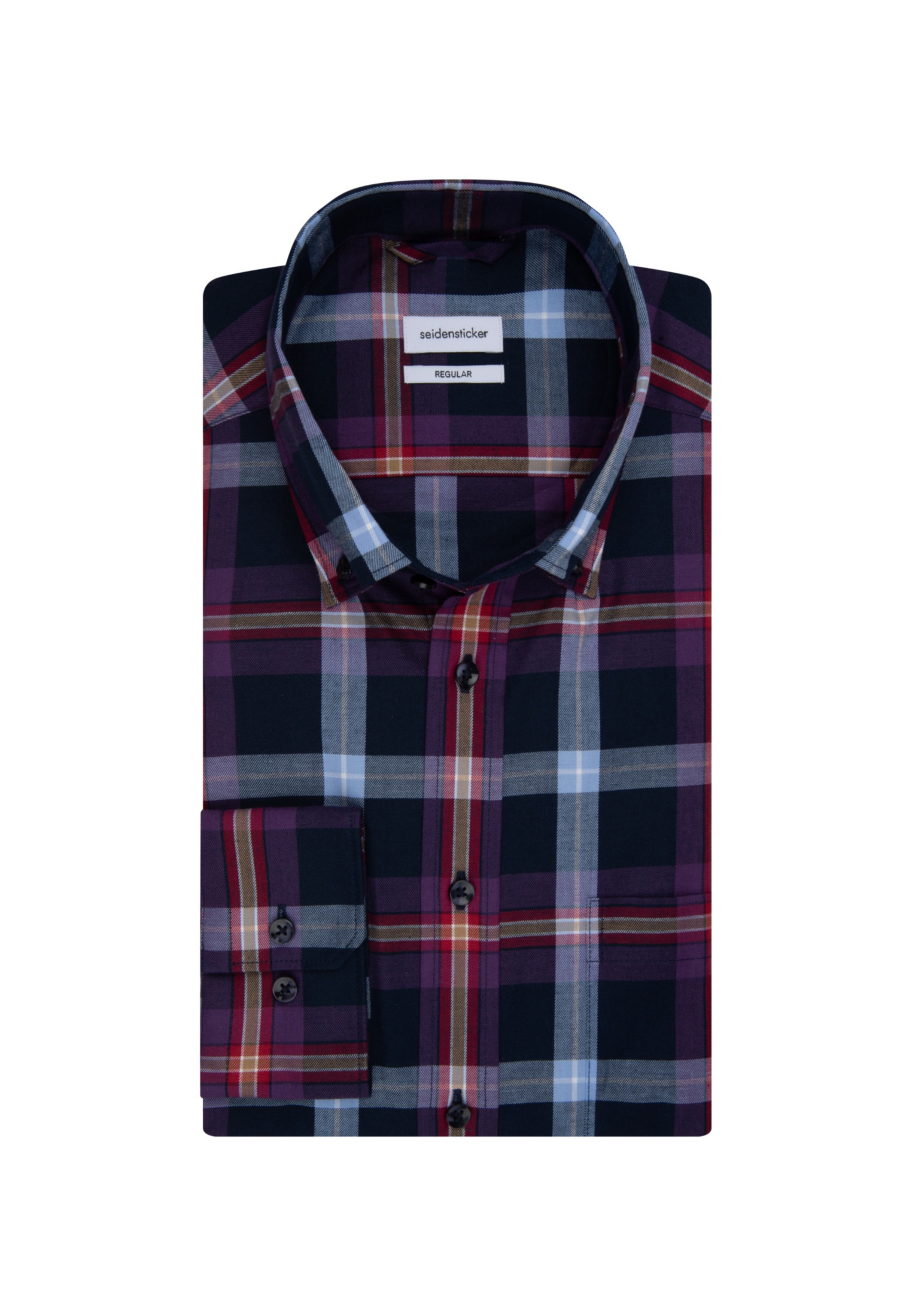 seidensticker Flanellhemd »Regular«, Regular Langarm Button-Down-Kragen Karo