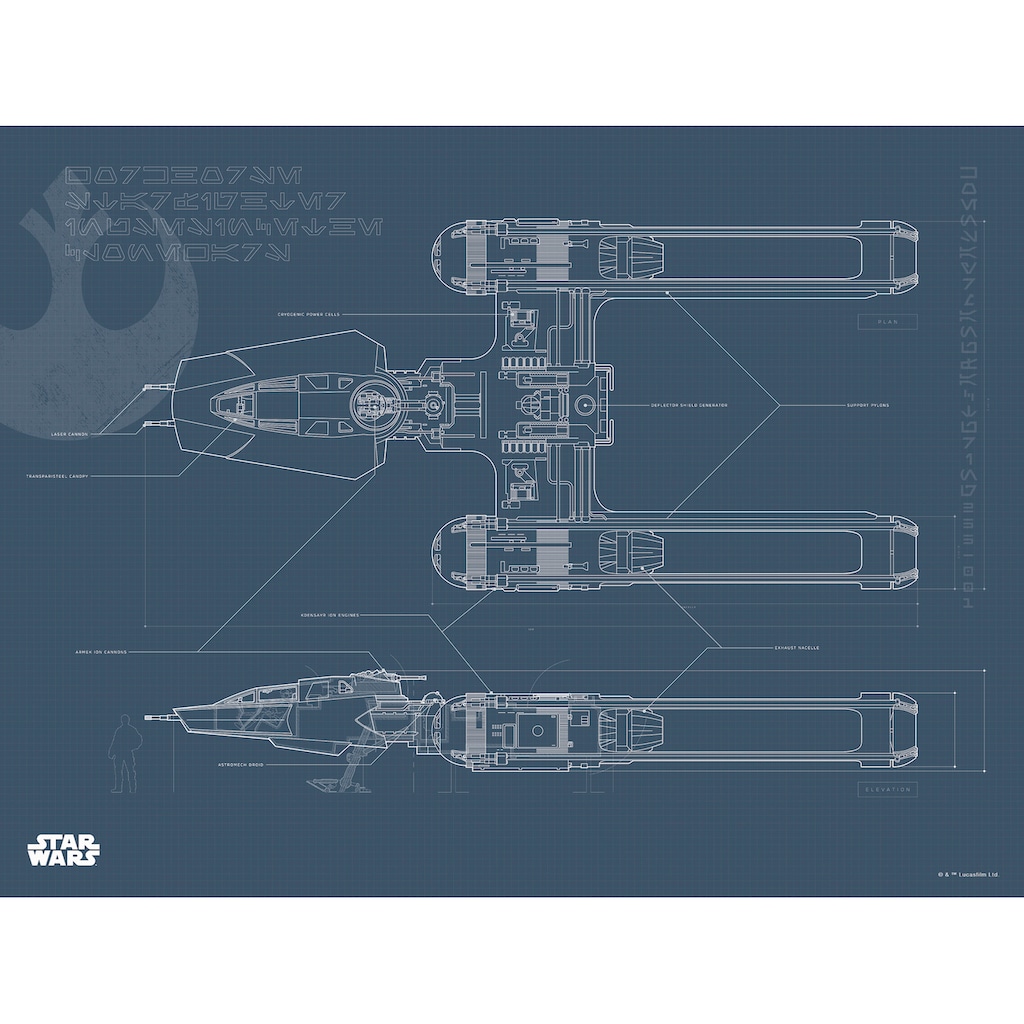 Komar Poster »Star Wars EP9 Blueprint Y-Wing«, Star Wars, (1 St.), Kinderzimmer, Schlafzimmer, Wohnzimmer