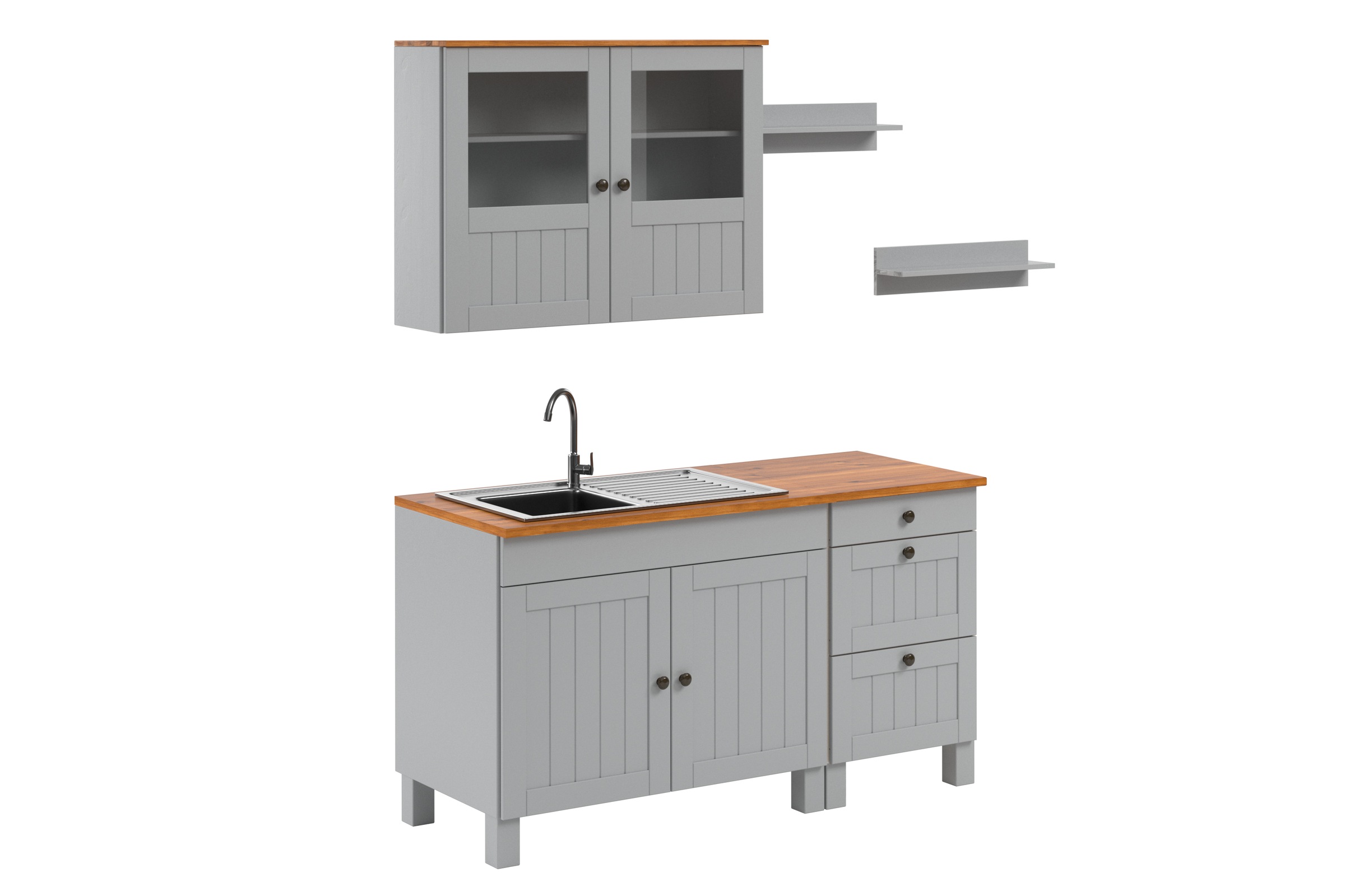 Home affaire Pantryküche »Alby2«, (Set), Breite 150 cm, Kiefer massiv, ohne E-Geräte