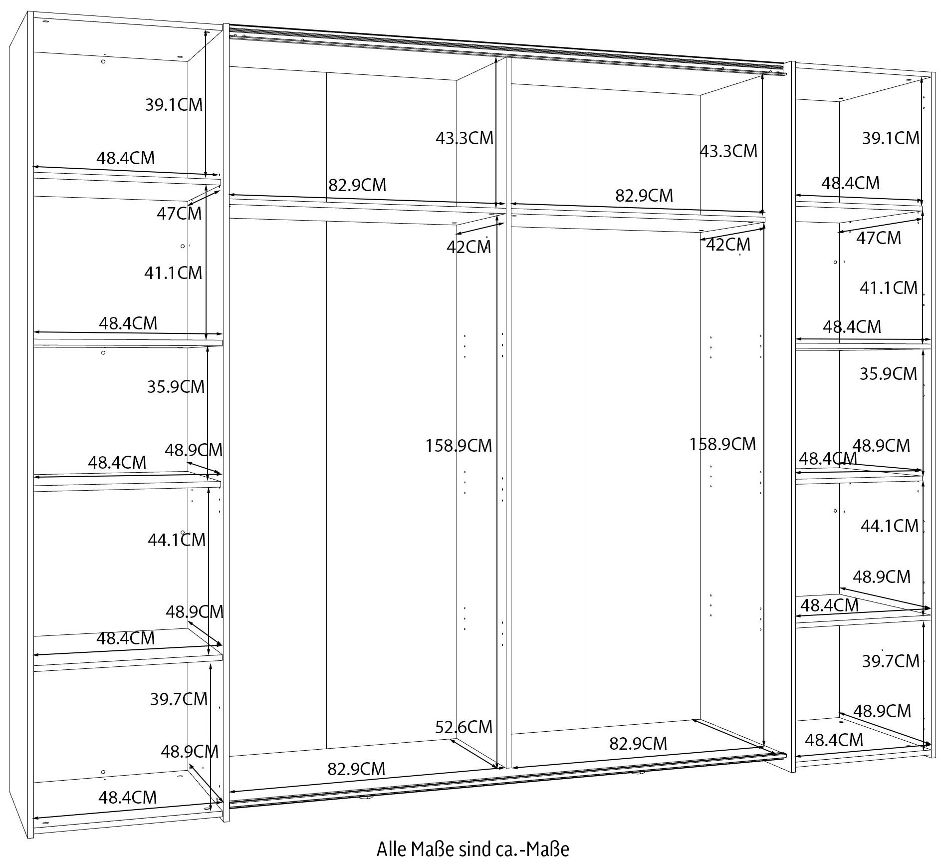 FORTE Kleiderschrank »Rayong«, (B/H/T ca. 270,3x210x61,2 cm)