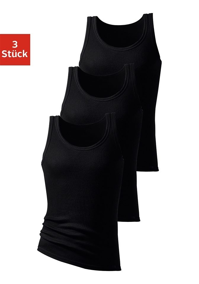 H.I.S Herren Unterhemd »Doppelripp Tanktop« Packung in schwarz, Größe 9