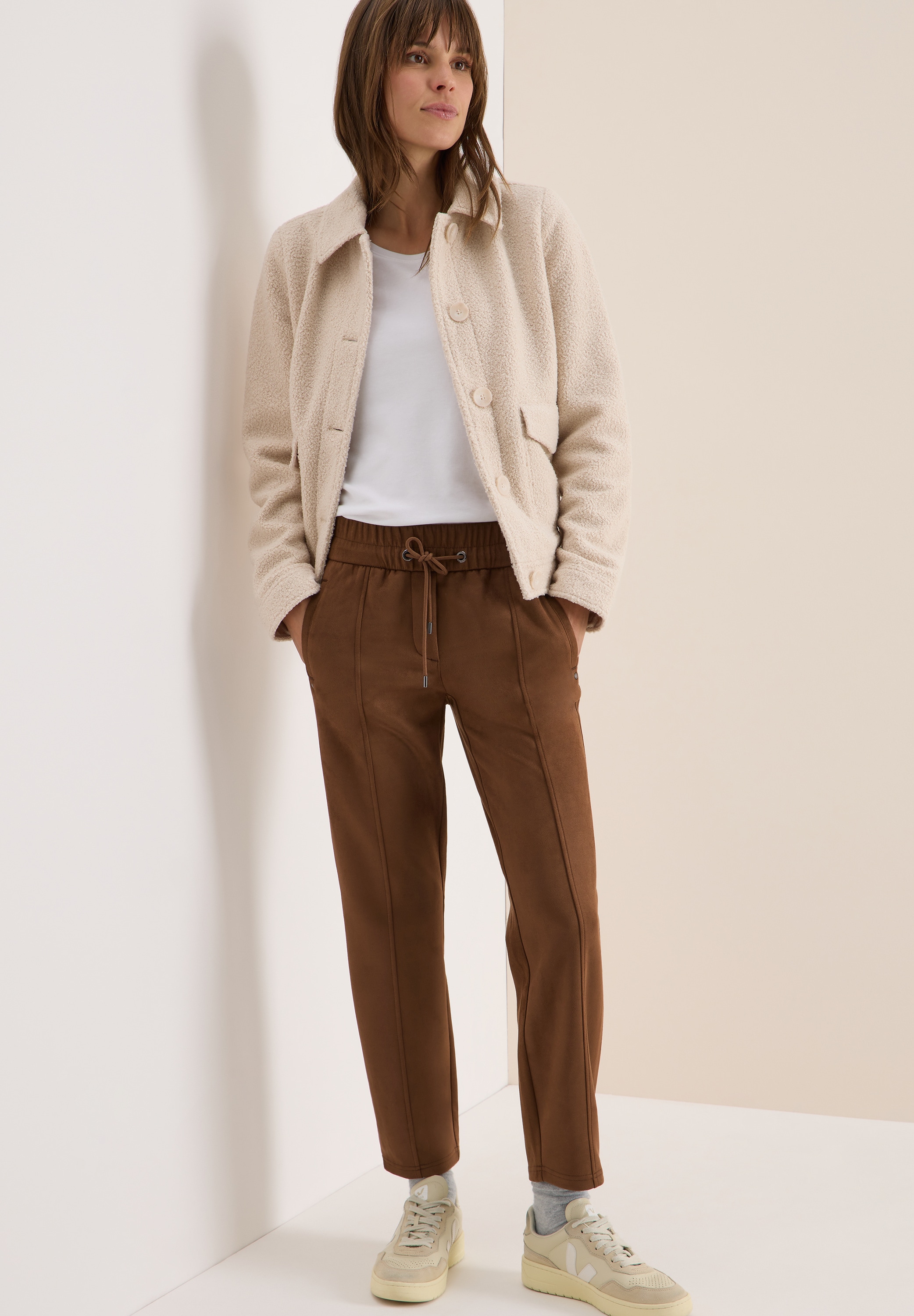 Cecil Stoffhose »Style Tracey«, Velours-Look, mit elastischem Bund und Tunnelzug