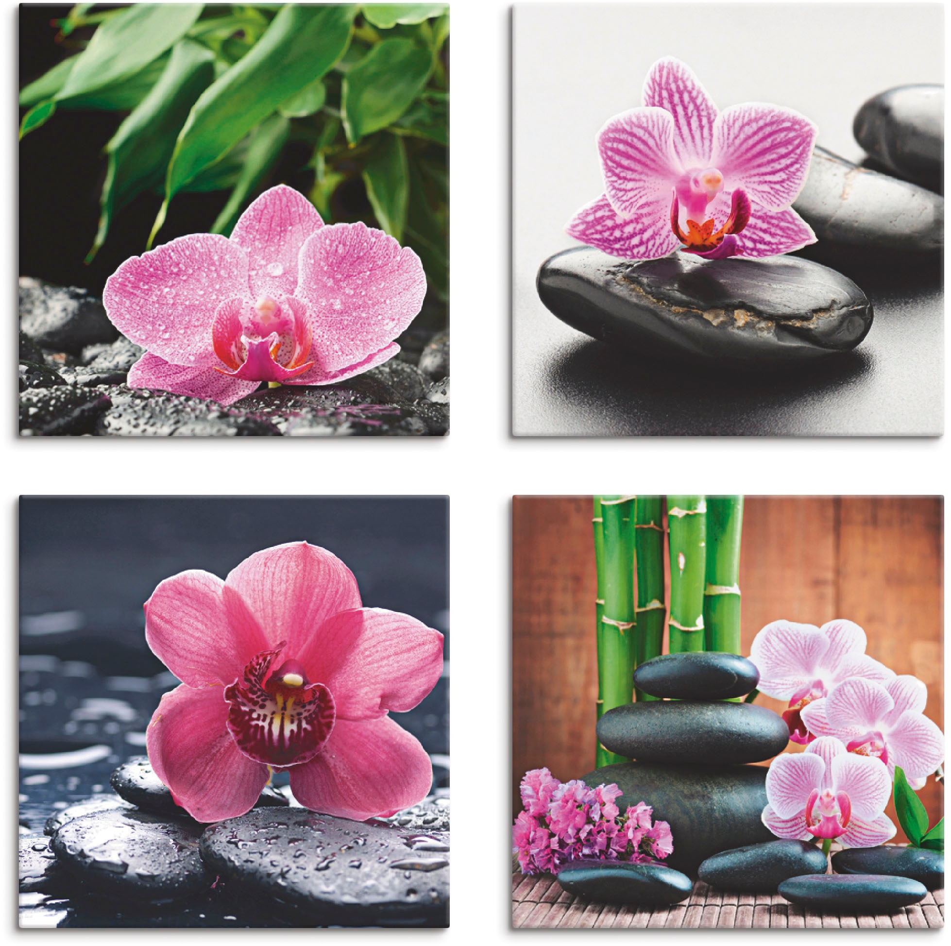 Leinwandbild »Orchidee Zenstein Tropfen Spa Konzept«, Zen, (4 St.), 4er Set,...