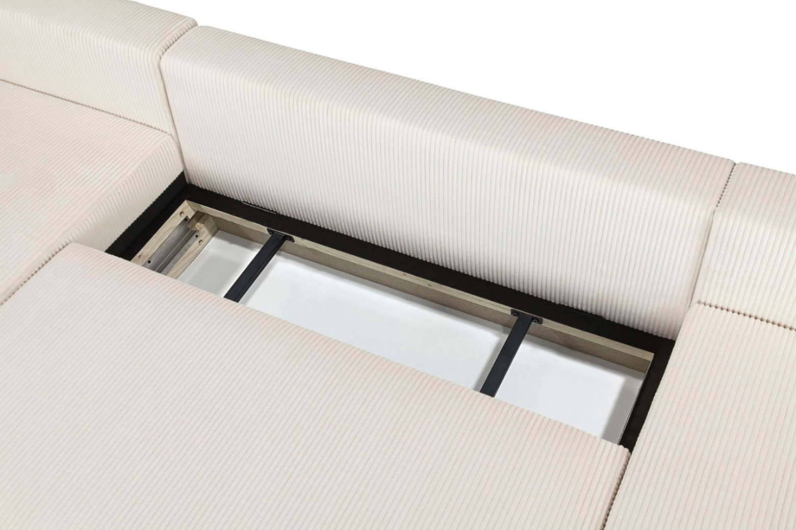 OTTO home Wohnlandschaft »JONAA, 311 cm, U-Form, Schlafsofa, Boxspringfederung, Cord u. Struktur« 133/270cm, Bettkasten, Seitentaschen, Cord und Struktur