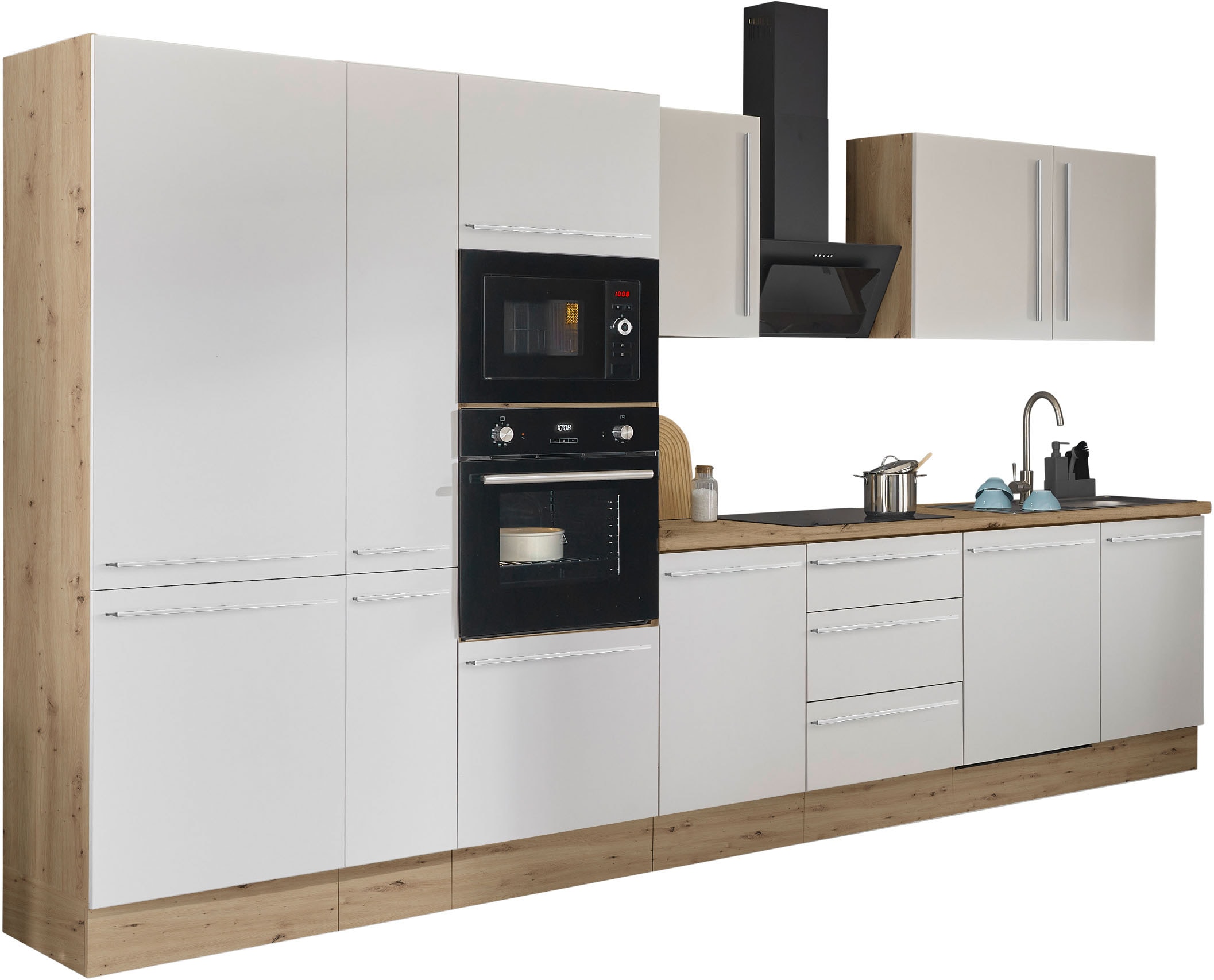 KOCHSTATION Küchenzeile »Florida« Breite 370 cm, wahlweise mit E-Geräten,Softclose für Türen/Schubkästen