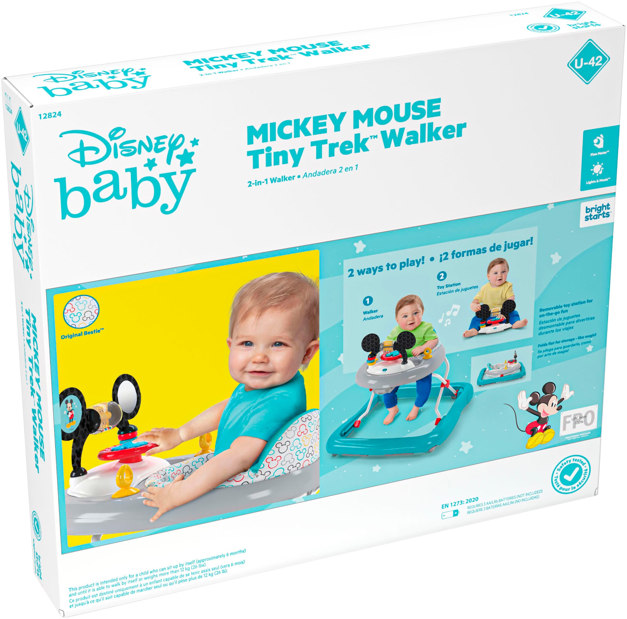 Bright Starts Lauflernhilfe »MICKEY MOUSE Tiny Trek™ Walker, Original Bestie™, 2-in-1 Walker«, mit Licht und Sound