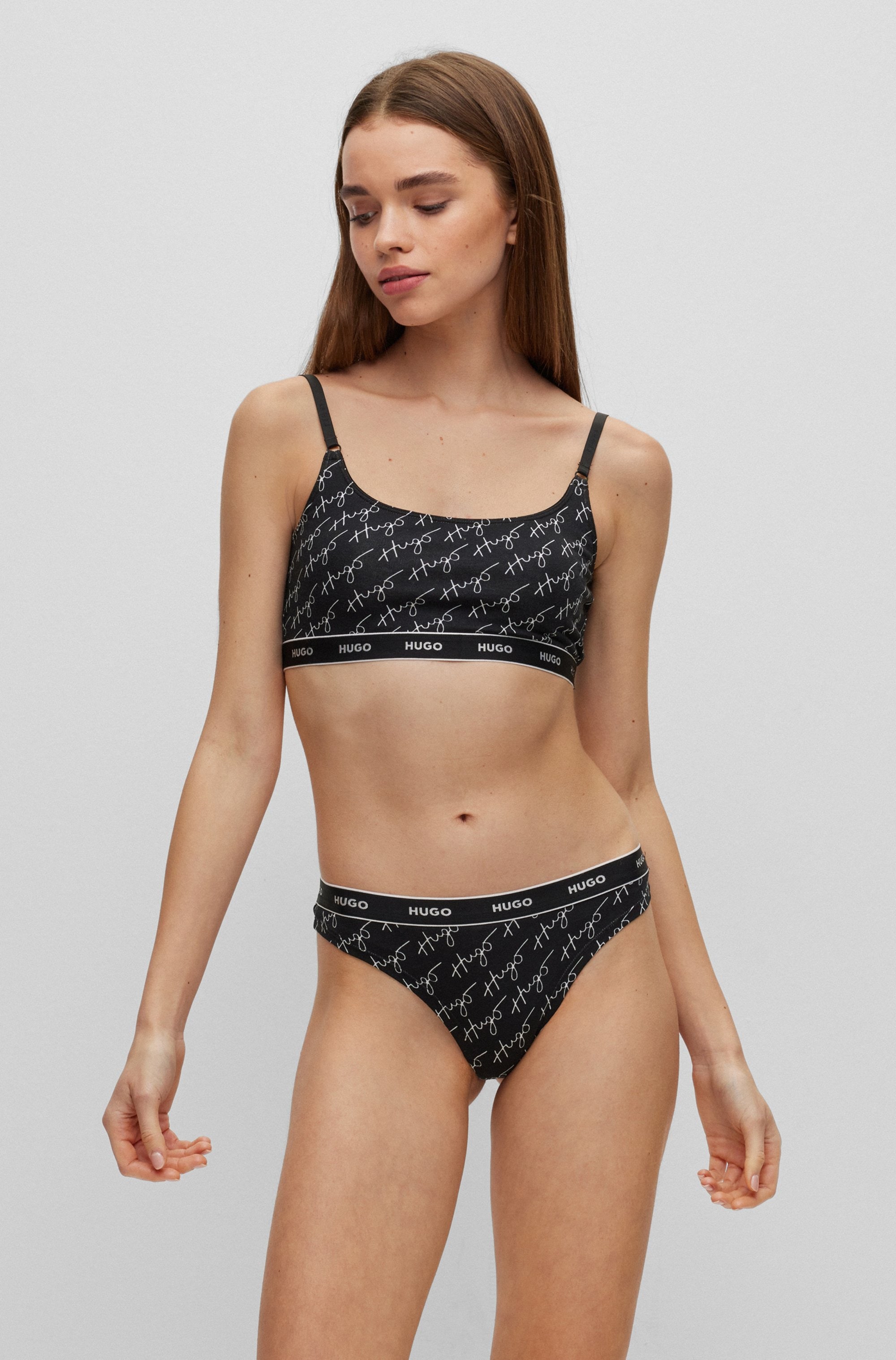 HUGO Underwear String »TRIPLET THONG STRIPE«, (3 St.), mit HUGO Logo-Elastikbund