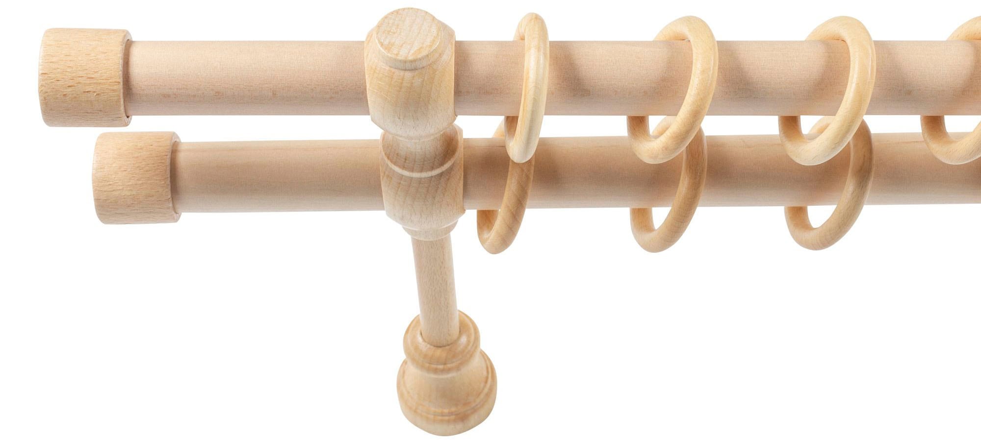 SN DECO GROUP Gardinenstange »Cafiro«, 2 läufig-läufig, Fixmaß, 28 mm, Holz, verschiedene Längen und Farben, Komplettset