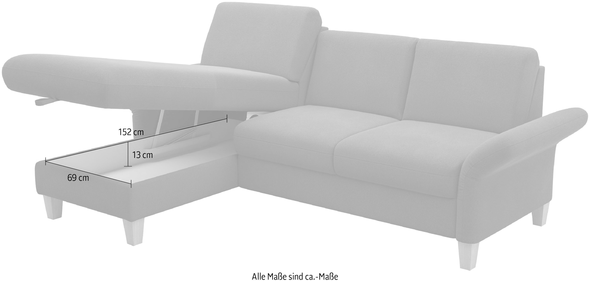 Home affaire Ecksofa »Rochelle, L-Form«, wahlweise mit Armteilverstellung, Bettfunktion und Bettkasten