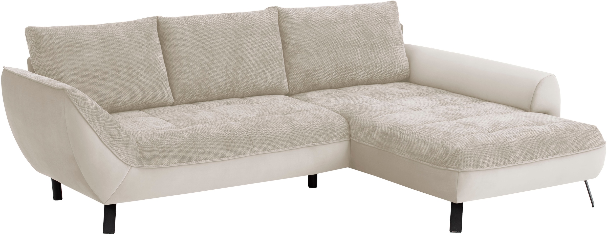 exxpo - sofa fashion Ecksofa »Bellinii, Materialmix, Strukturbezug und pflegeleichter Microvelours«, bequem und modern, Materialmix, L-Form