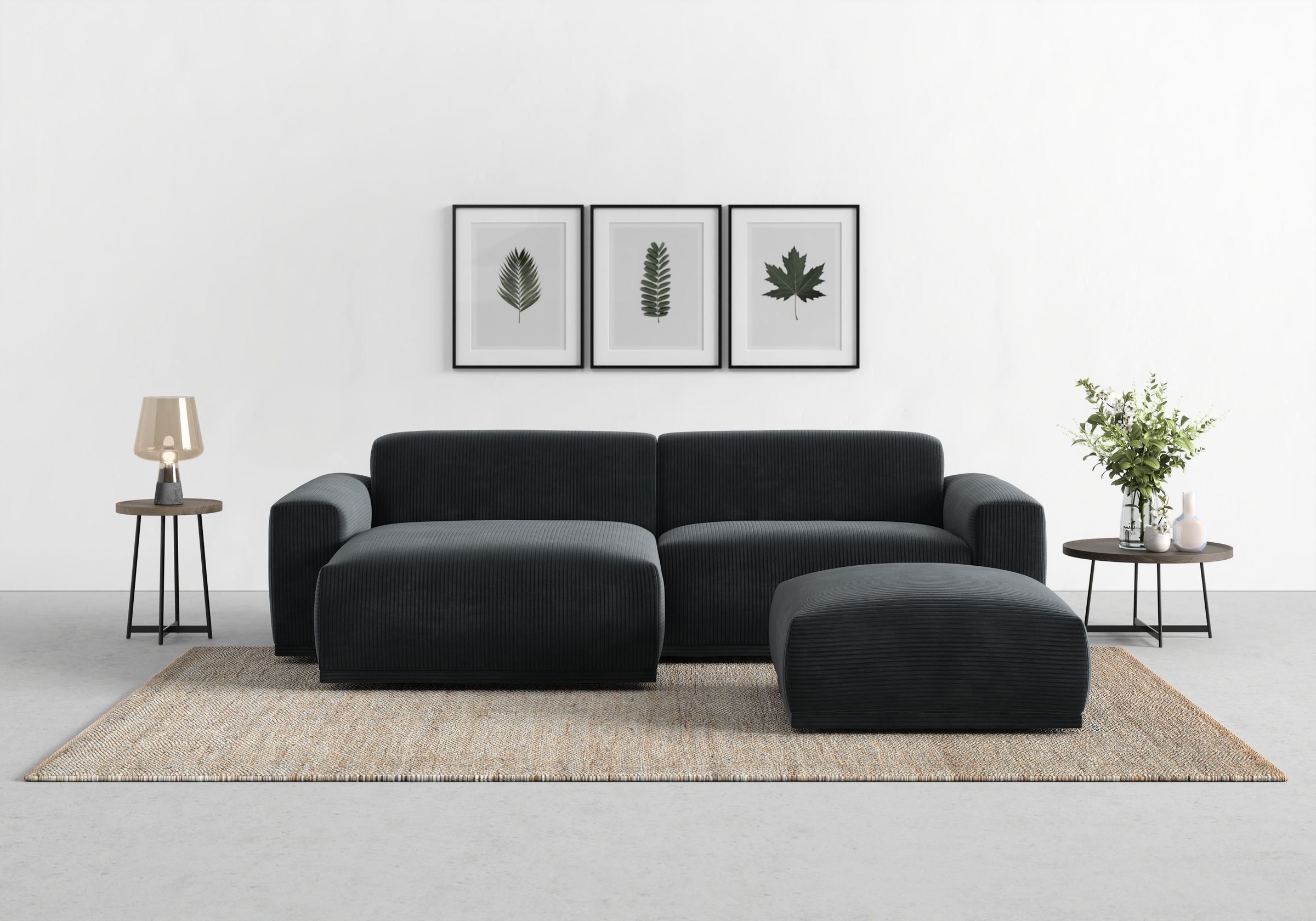 TRENDMANUFAKTUR Ecksofa »Braga, mit hochwertigem Kaltschaum, L-Form, in Cord erhältlich«, (2 St.), modernes Sofa, Couch mit hohem Sitzkomfort, 255/72/160 cm (B/H/T)