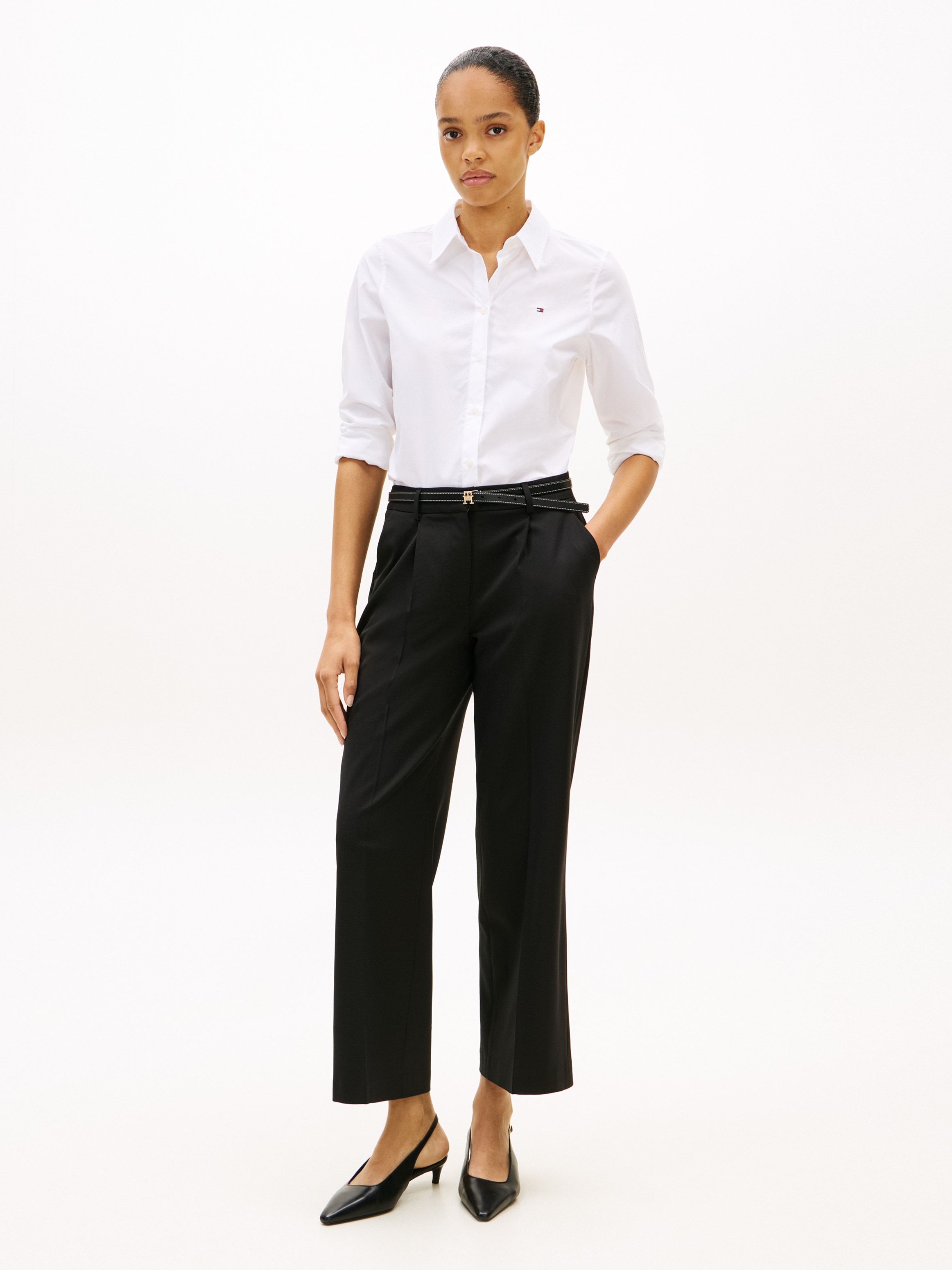 Tommy Hilfiger Hemdbluse »STRETCH REGULAR LS SHIRT« mit gesticktem Tommy Hilfiger Logo, Regular Fit