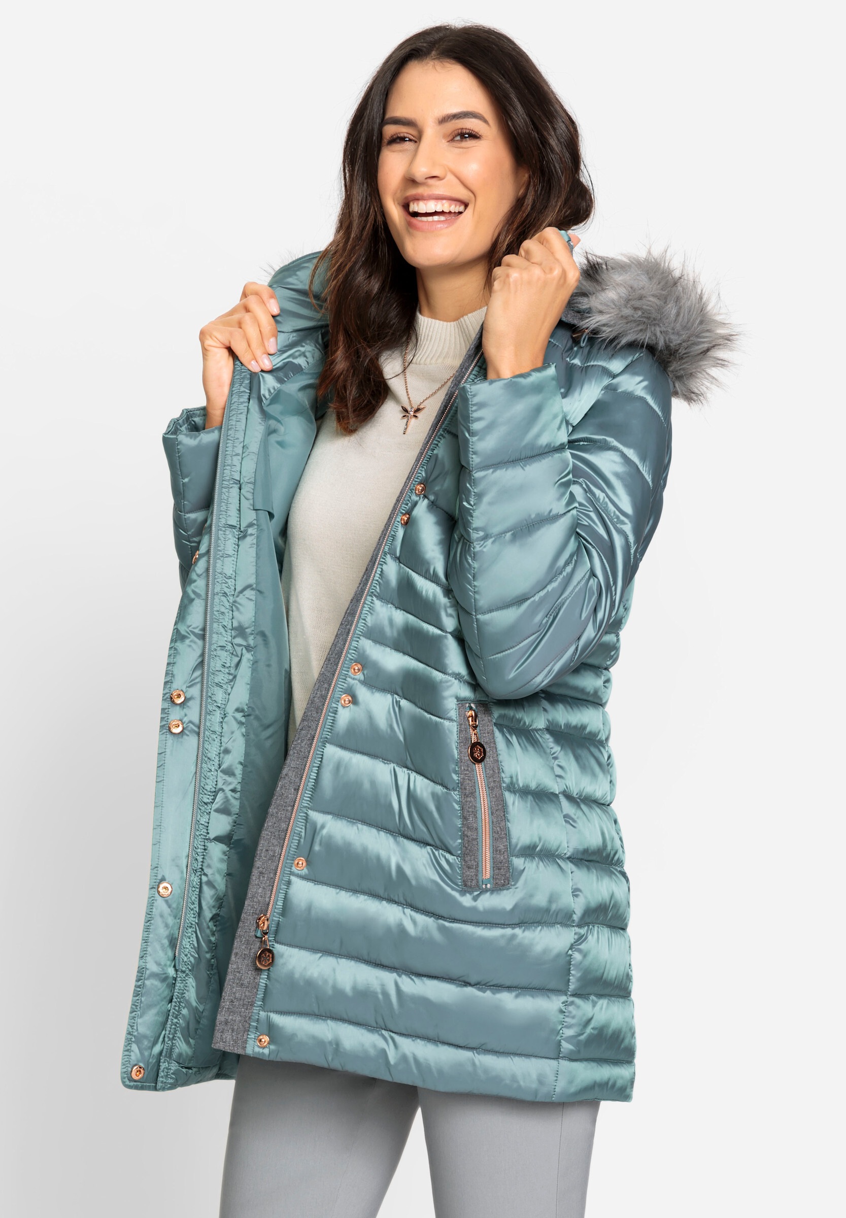 Witt Steppjacke »Steppjacke Steppjacke mit Pelz-Imitat« Abnehmbare Kapuze