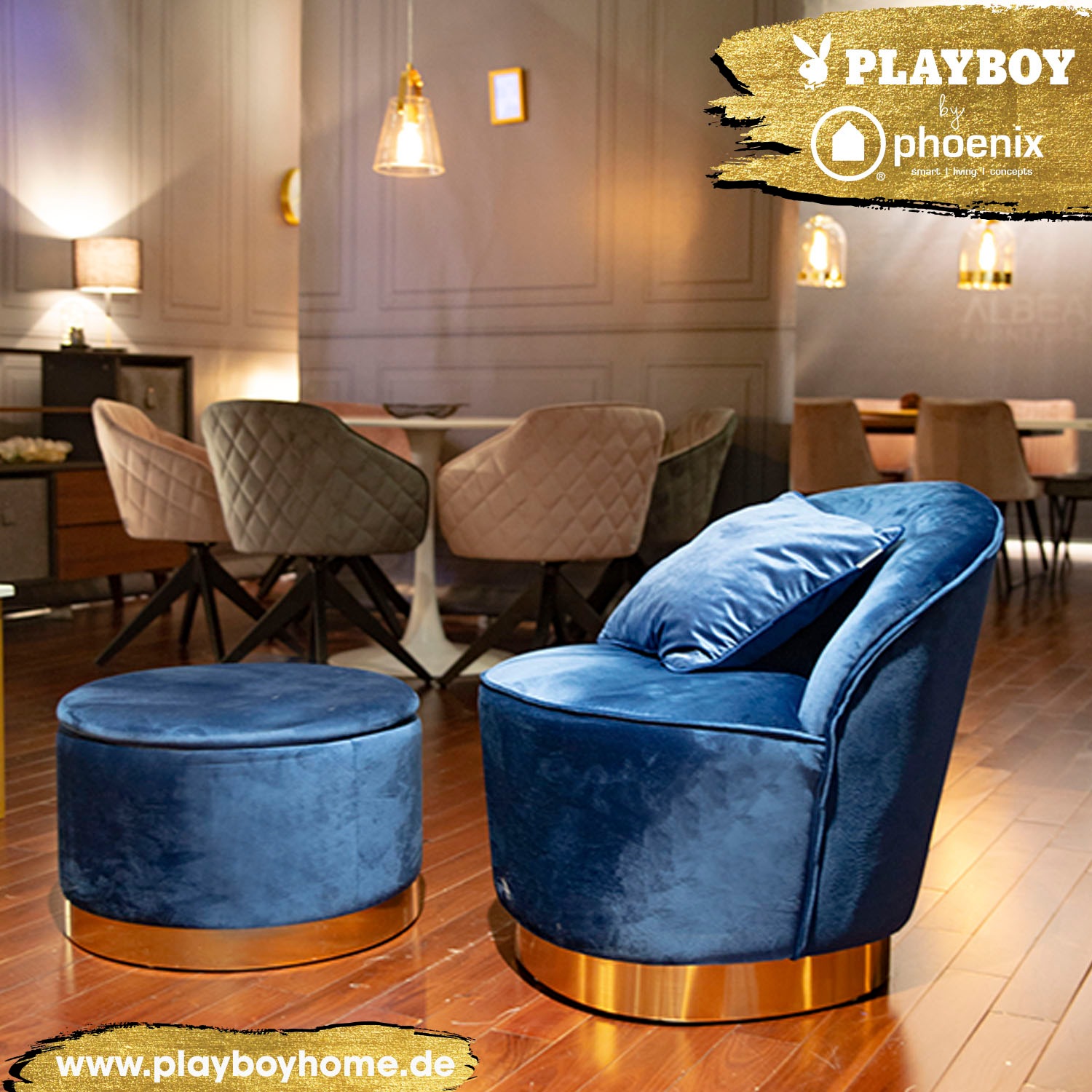 PLAYBOY Pouf »SUE« Abnehmbarer Deckel, innen Stauraum für Decken, Kissen und Sonstiges