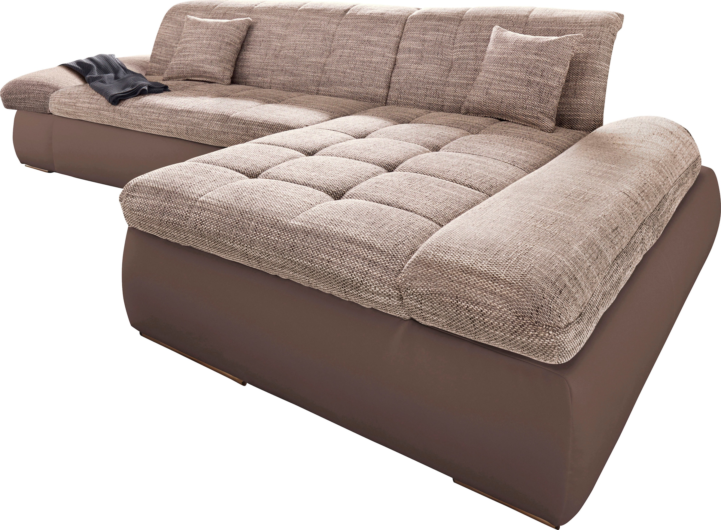 DOMO collection Ecksofa »PB Moric wahlweise mit Bettfunktion + Armteilverstellung, L-Form«, im XXL-Format, B/T/H:300/172/80 cm, feine Steppung